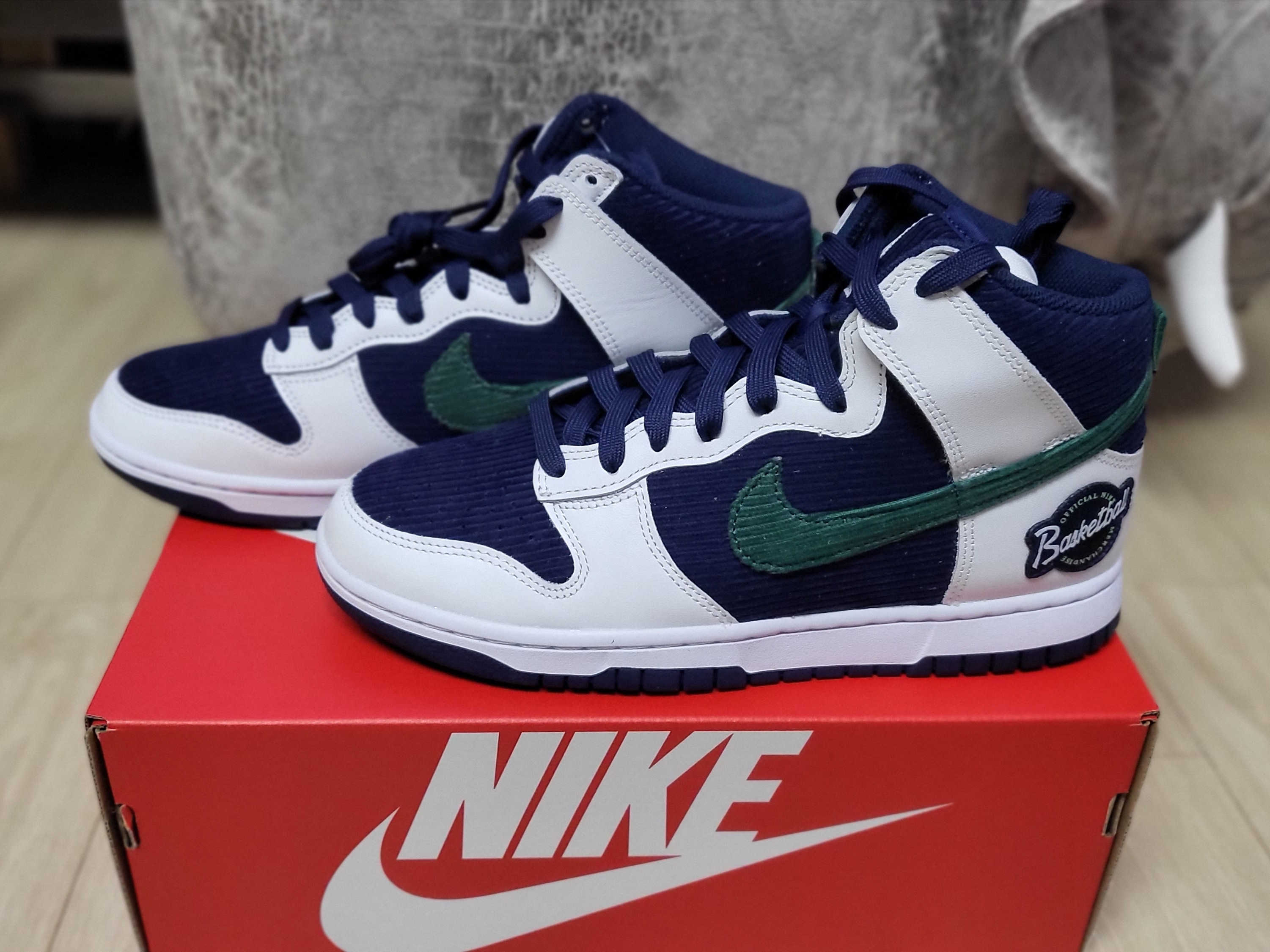 Nike Dunk High PRM EMB College Navy 착용 스타일 - 1