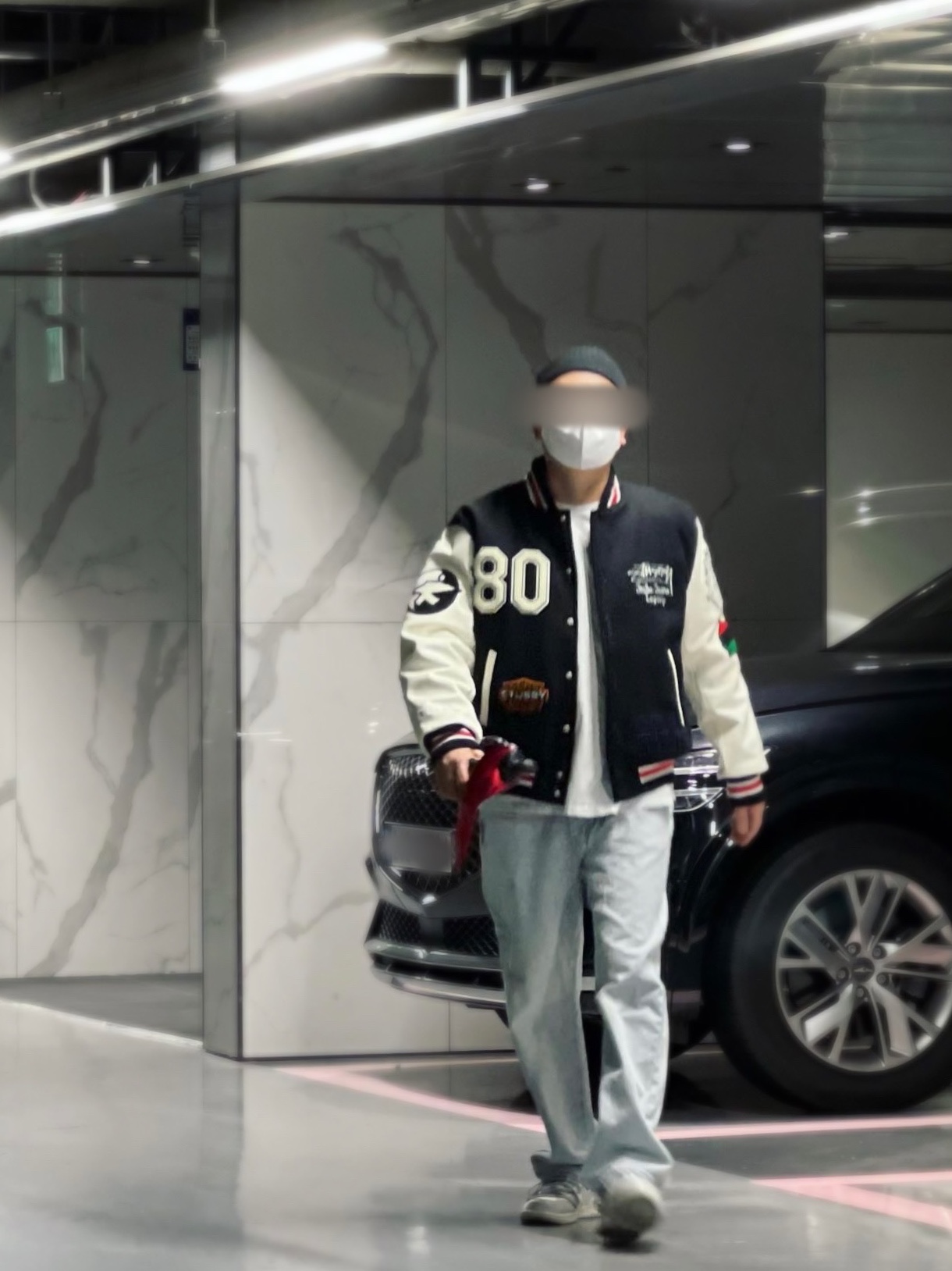 Stussy x Our Legacy x Denim Tears TTL Varsity Jacket Black, Nike x Off-White Dunk Low The 50 - Lot 46 착용 스타일 - 2