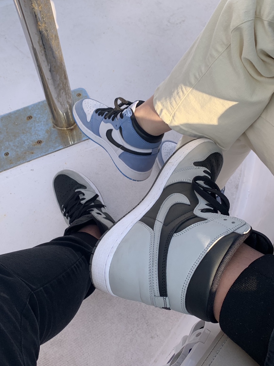 Jordan 1 Retro High OG Shadow 2.0, (GS) Jordan 1 Retro High OG University Blue 착용 스타일 - 1