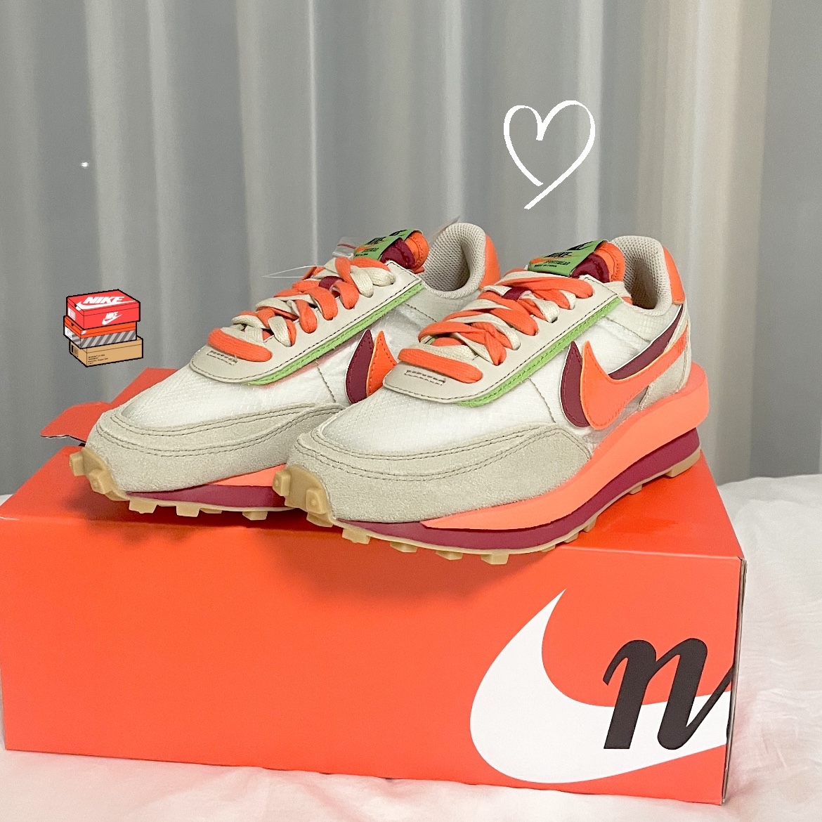 Nike x Sacai x Clot LDWaffle Orange Blaze 착용 스타일