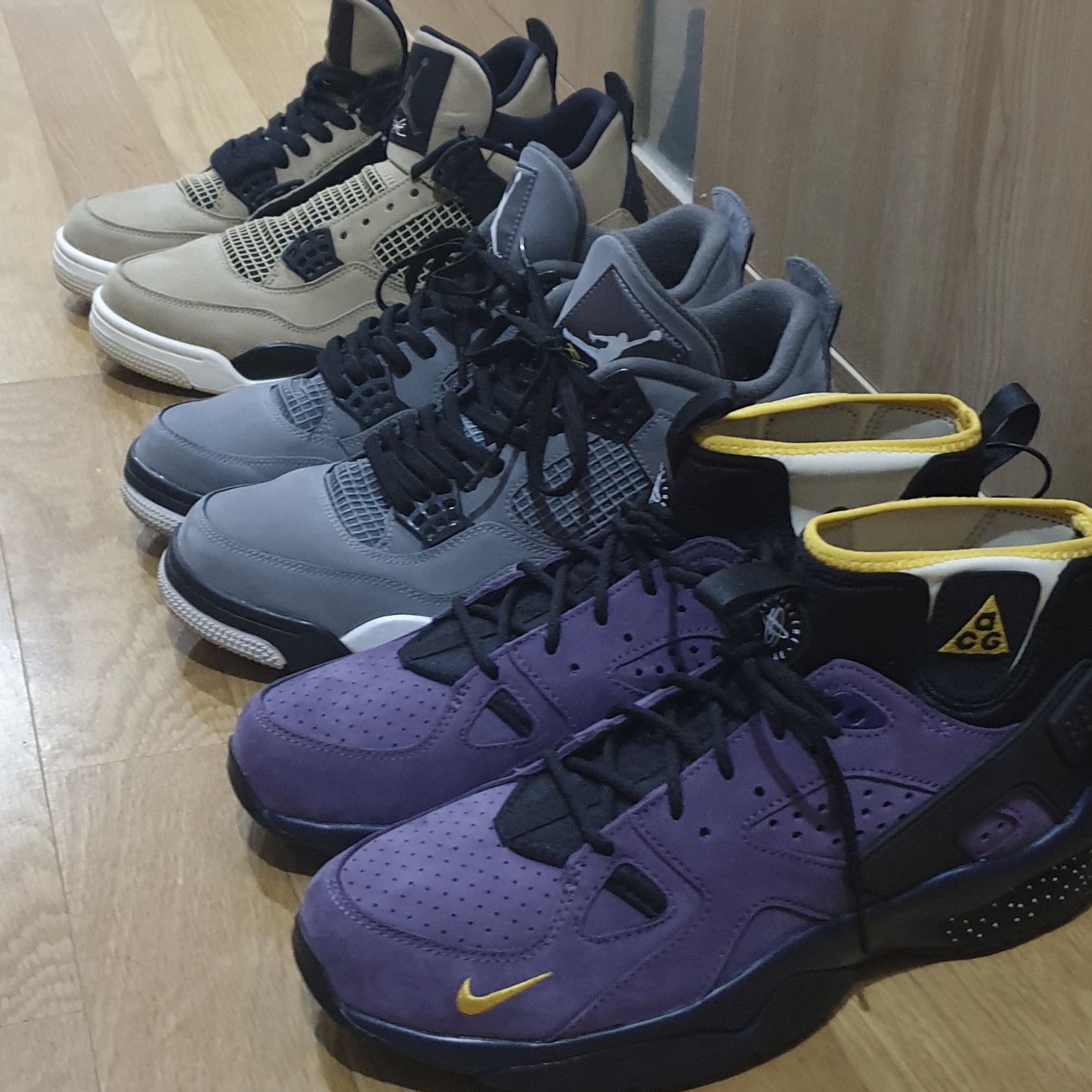 Jordan 4 Retro Cool Grey 2019, (W) Jordan 4 Retro Fossil 착용 스타일