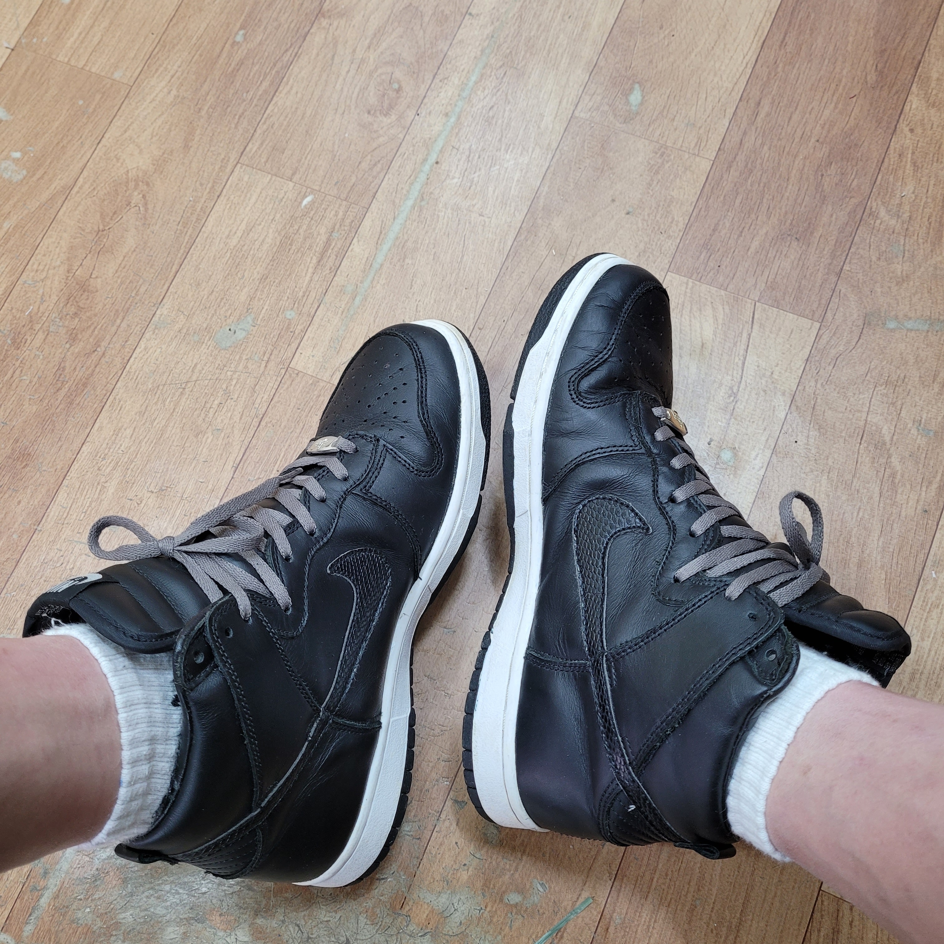 Nike x Stussy Dunk High Plus B Black White 착용 스타일