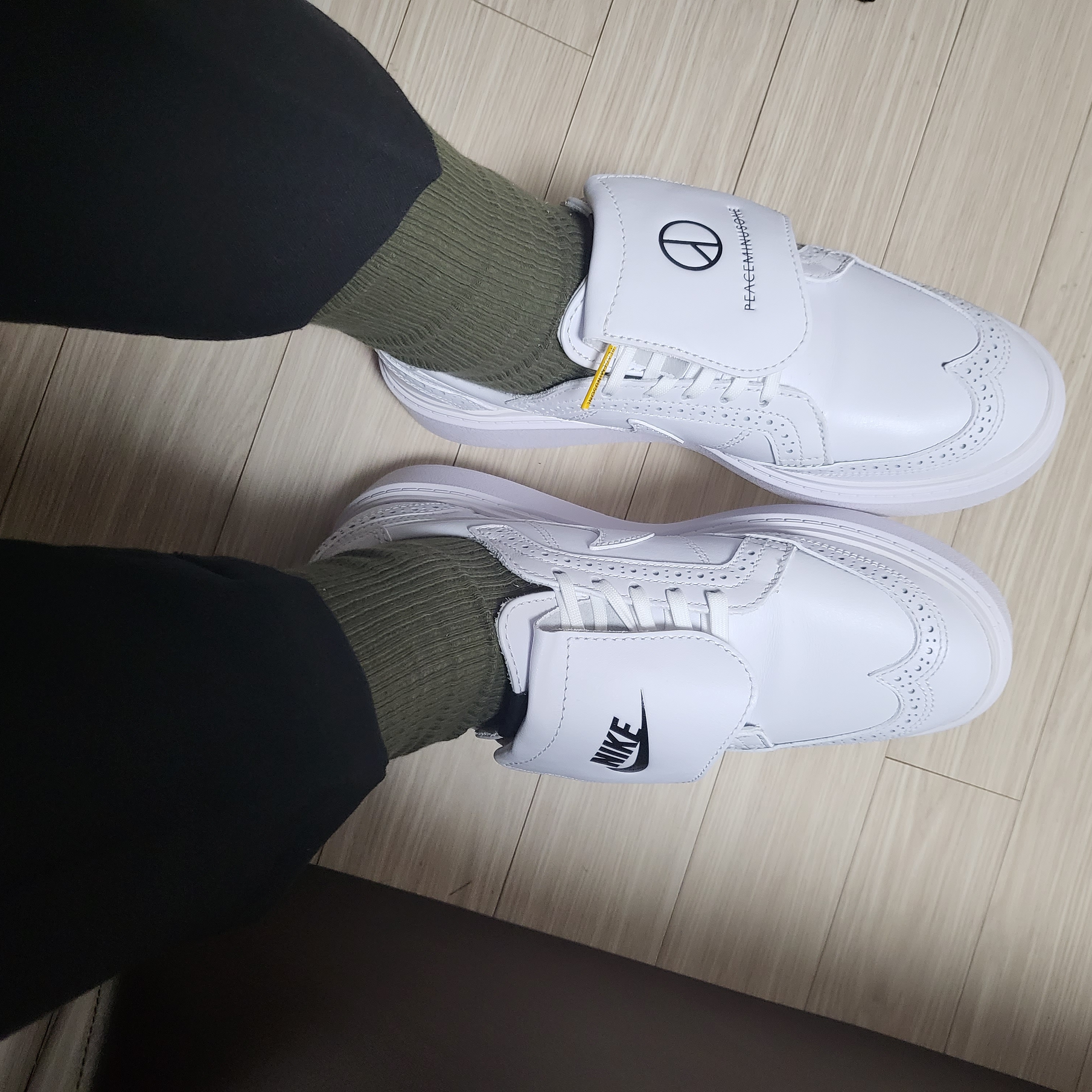 Nike x Peaceminusone Kwondo1 White 착용 스타일 - 3