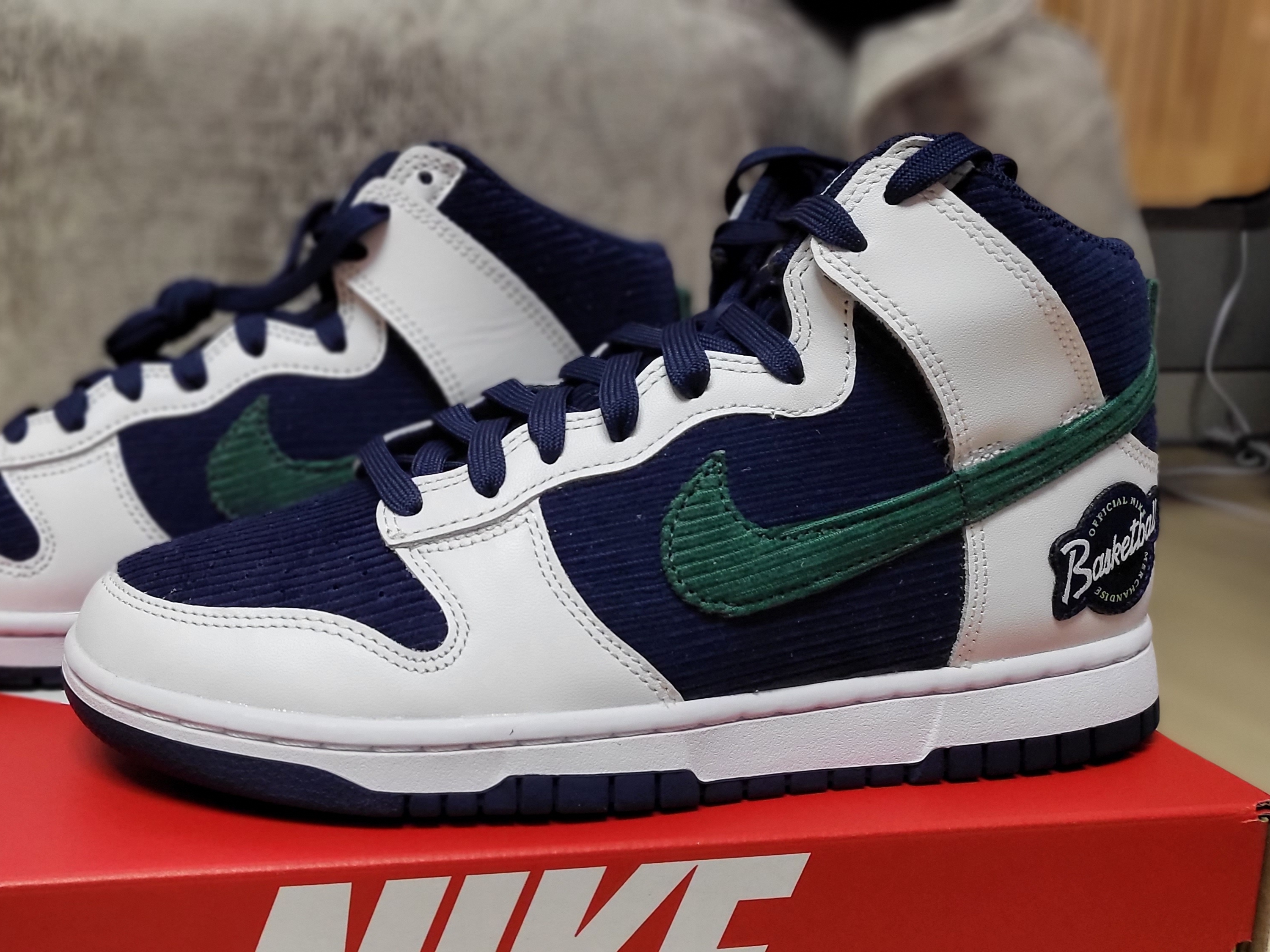 Nike Dunk High PRM EMB College Navy 착용 스타일 - 2