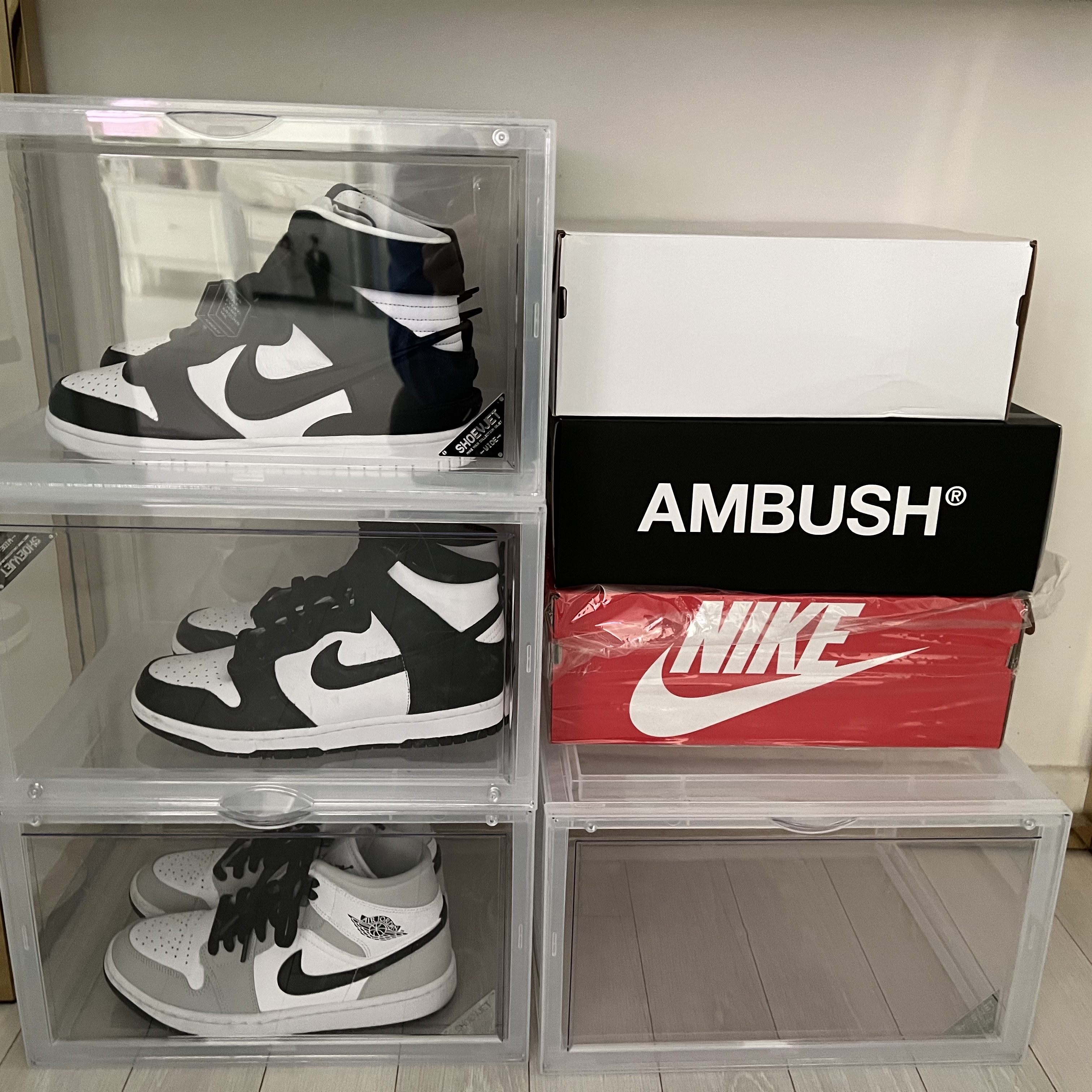 Nike x Ambush Dunk High Black, (W) Jordan 1 Mid Grey Fog 착용 스타일 - 1