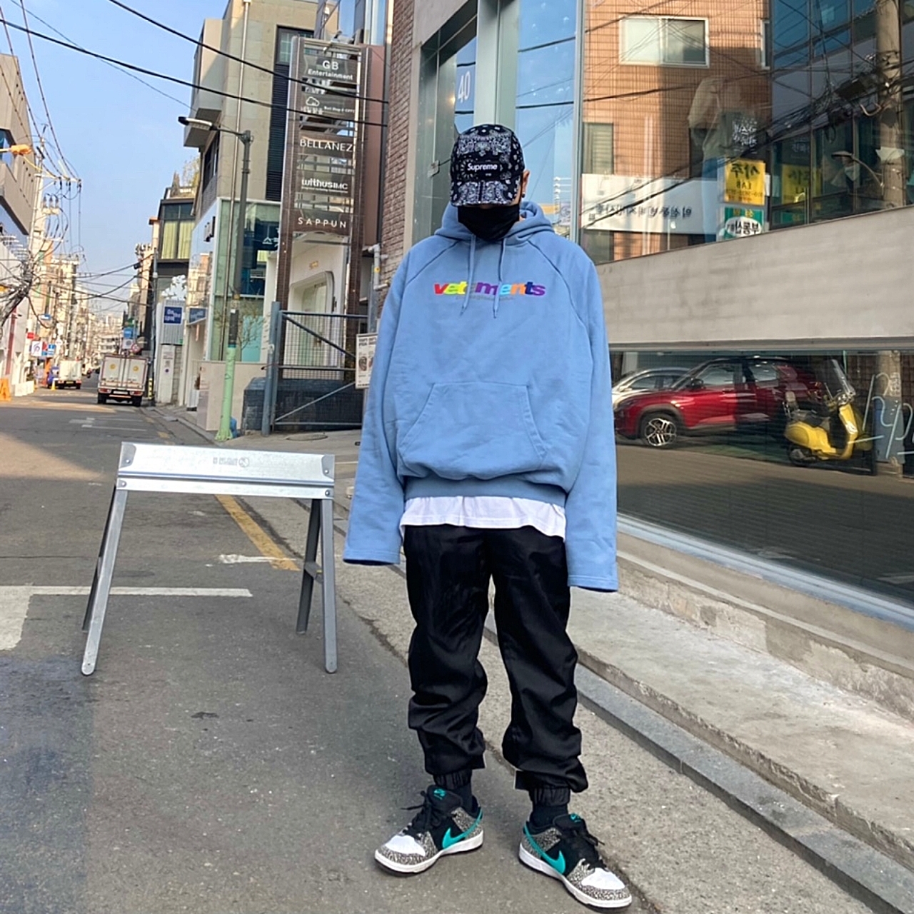 Supreme Bandana Camp Cap Black - 21SS, Nike SB Dunk Low Pro Clear Jade 착용 스타일 - 2
