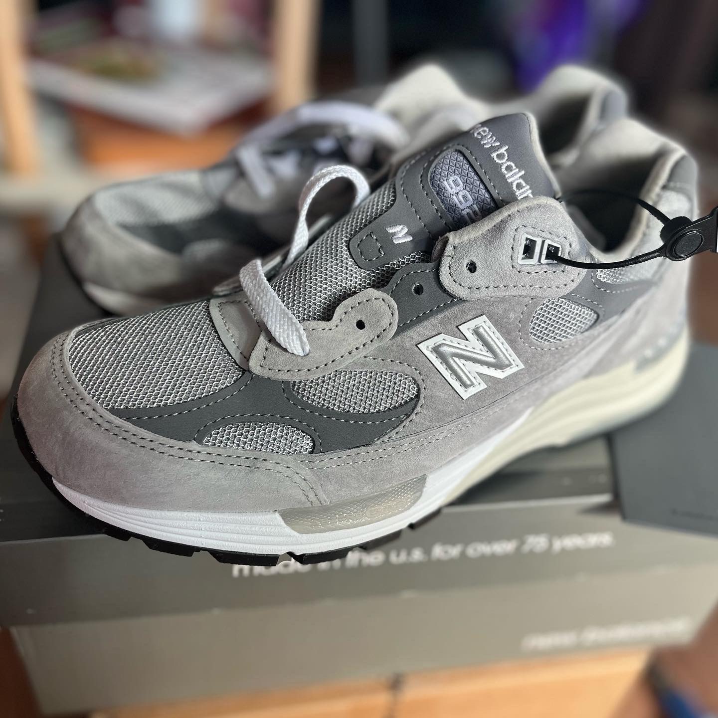 New Balance 992 Made in USA Grey - D Standard 착용 스타일 - 1