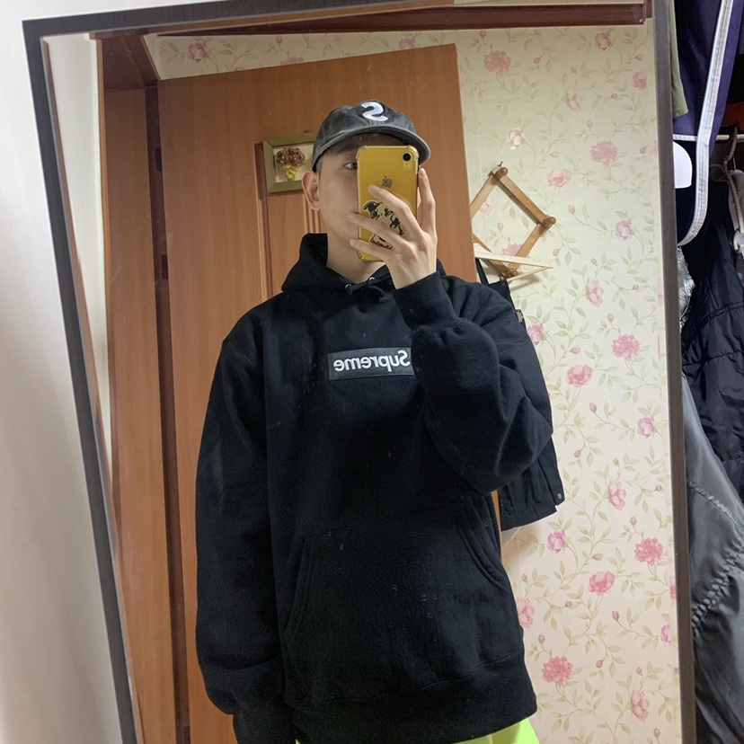 Supreme Box Logo Hooded Sweatshirt Black - 21FW 착용 스타일