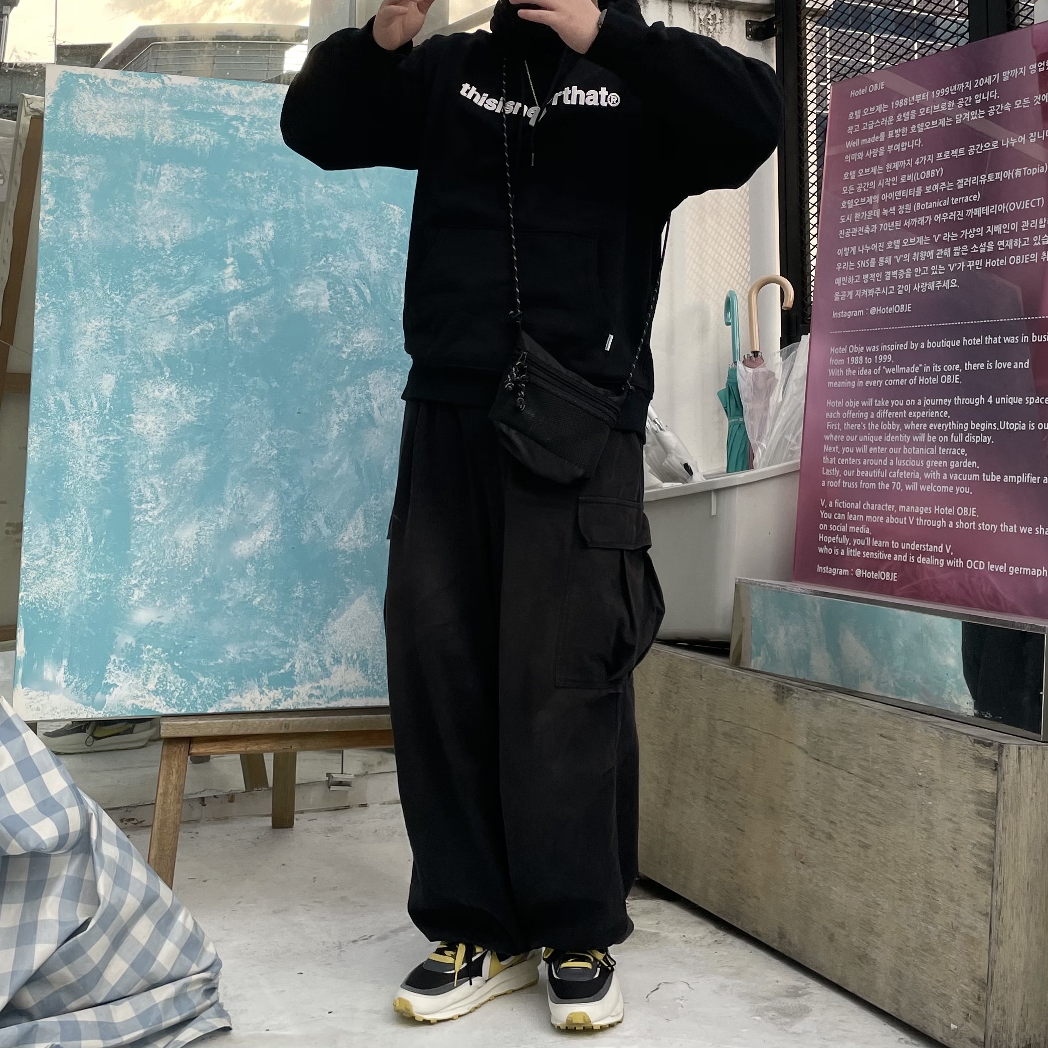 Nike x Sacai x Undercover LDWaffle Black Bright Citron 착용 스타일 - 3