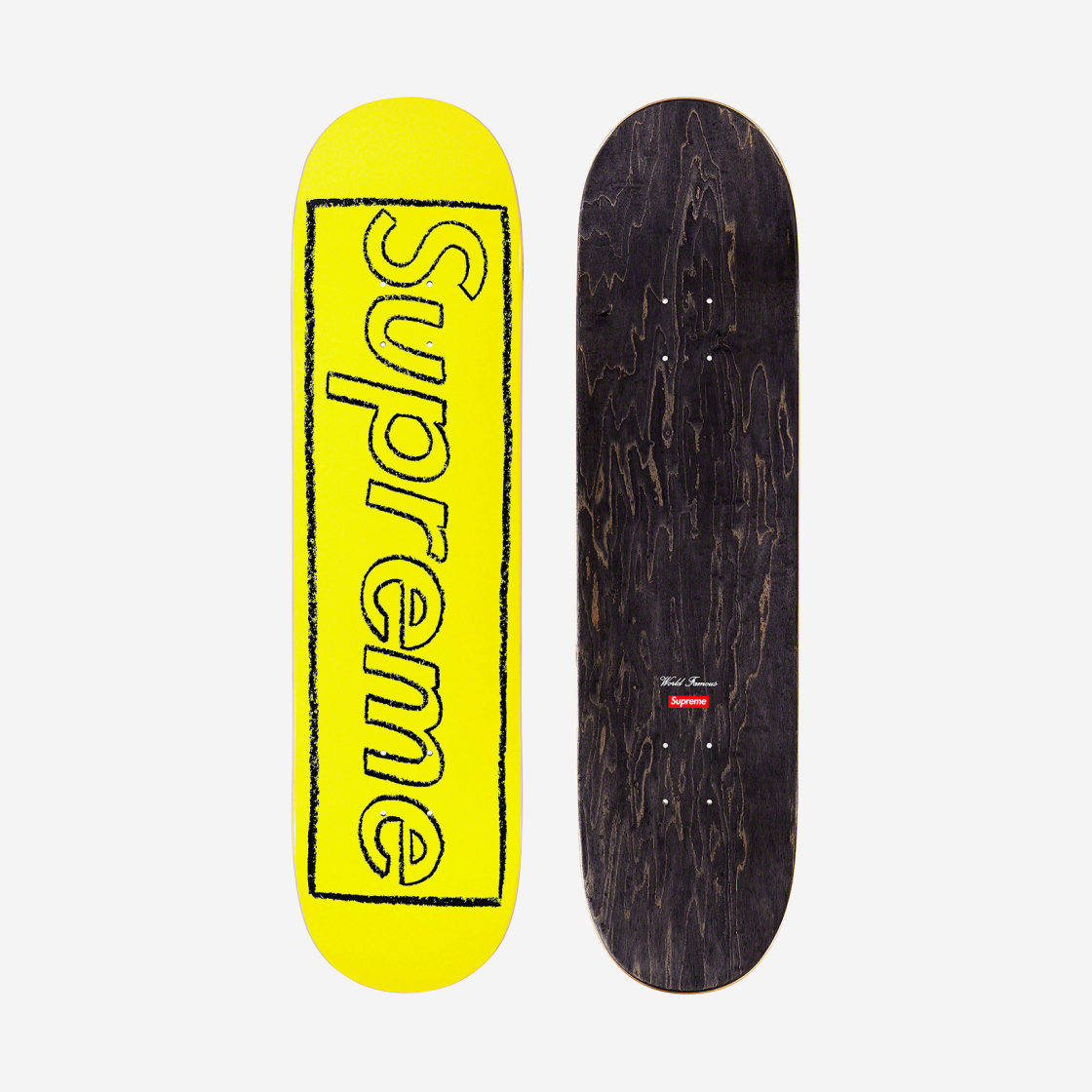 Supreme x Kaws Chalk Logo Skateboard Deck Bright Yellow - 21SS 상세 이미지 1