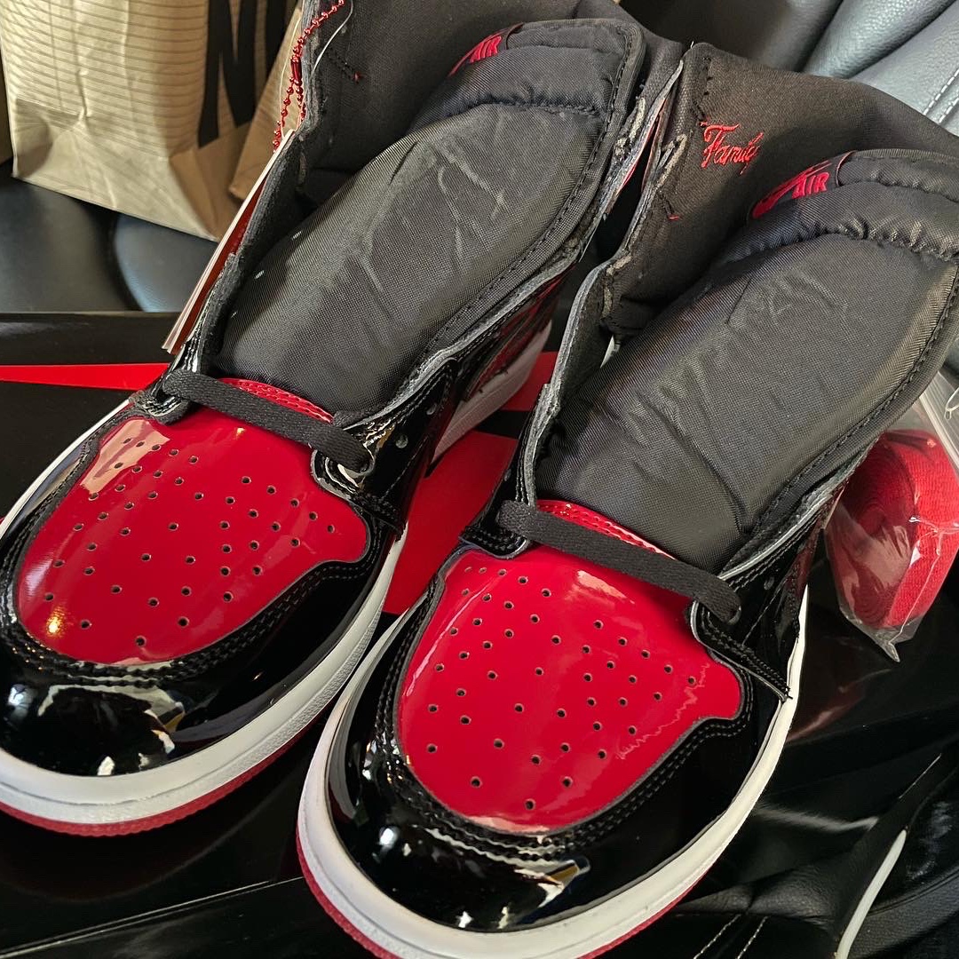 Jordan 1 Retro High OG Patent Bred 착용 스타일 - 1
