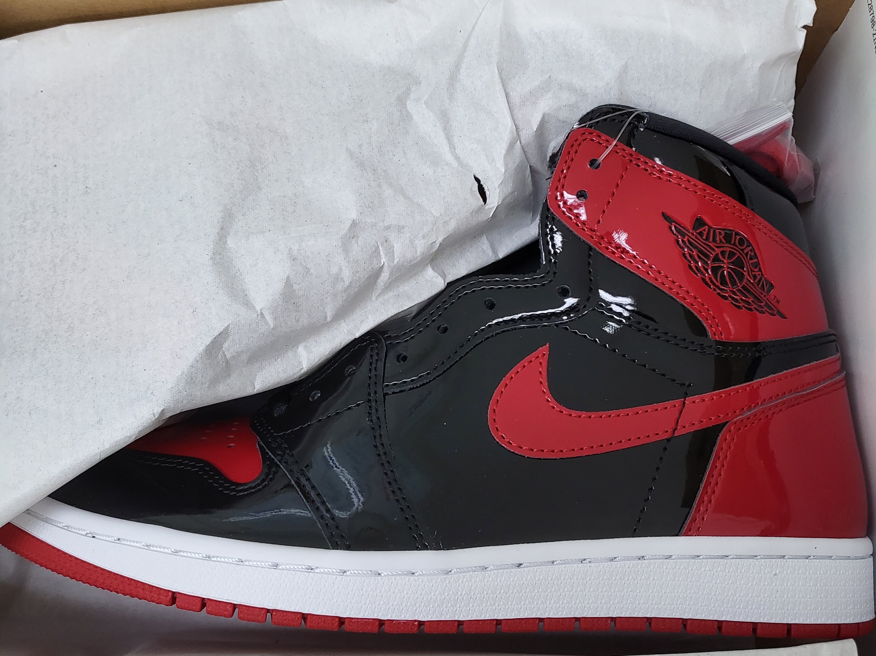Jordan 1 Retro High OG Patent Bred 착용 스타일 - 1