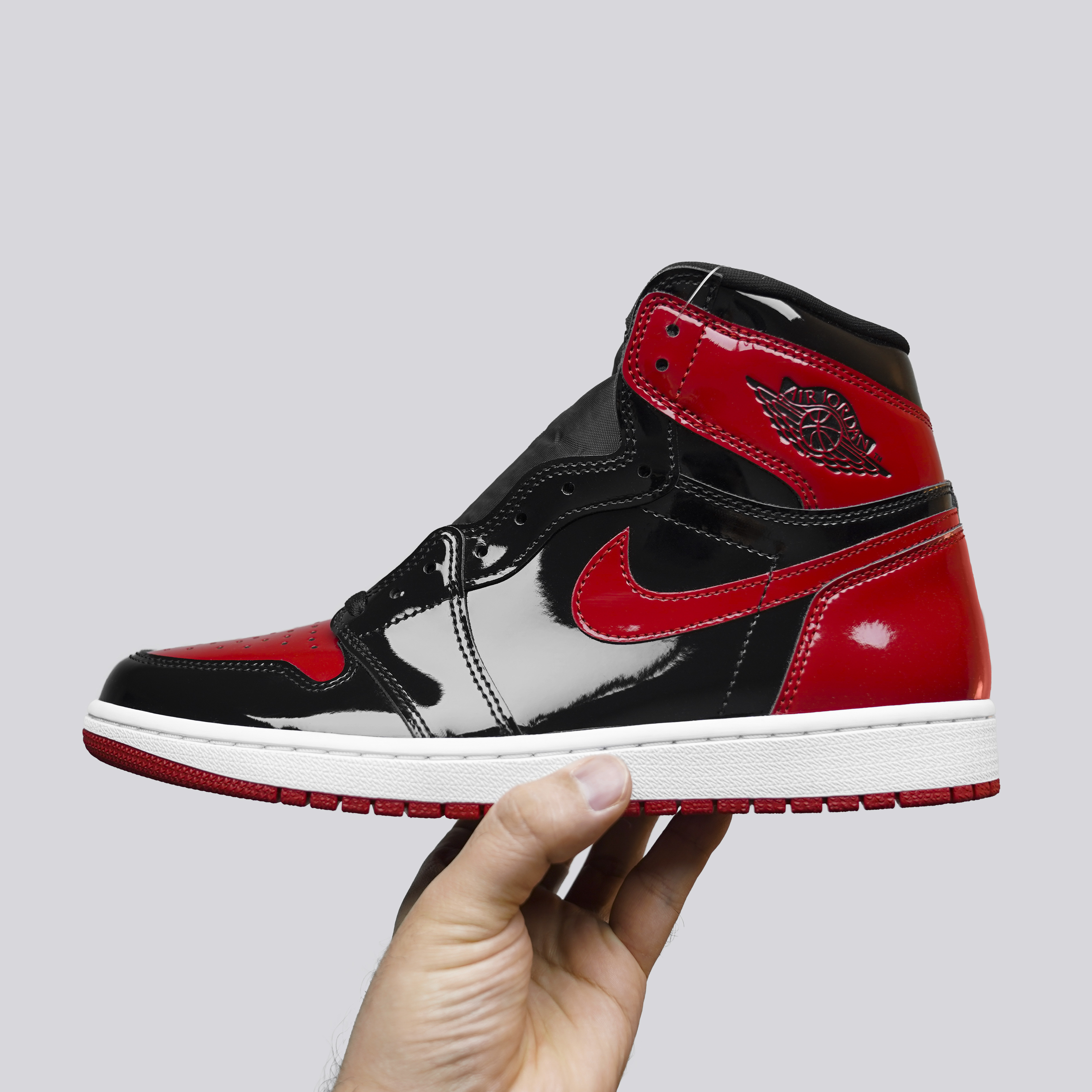 Jordan 1 Retro High OG Patent Bred, (GS) Jordan 1 Retro High OG Patent Bred 착용 스타일