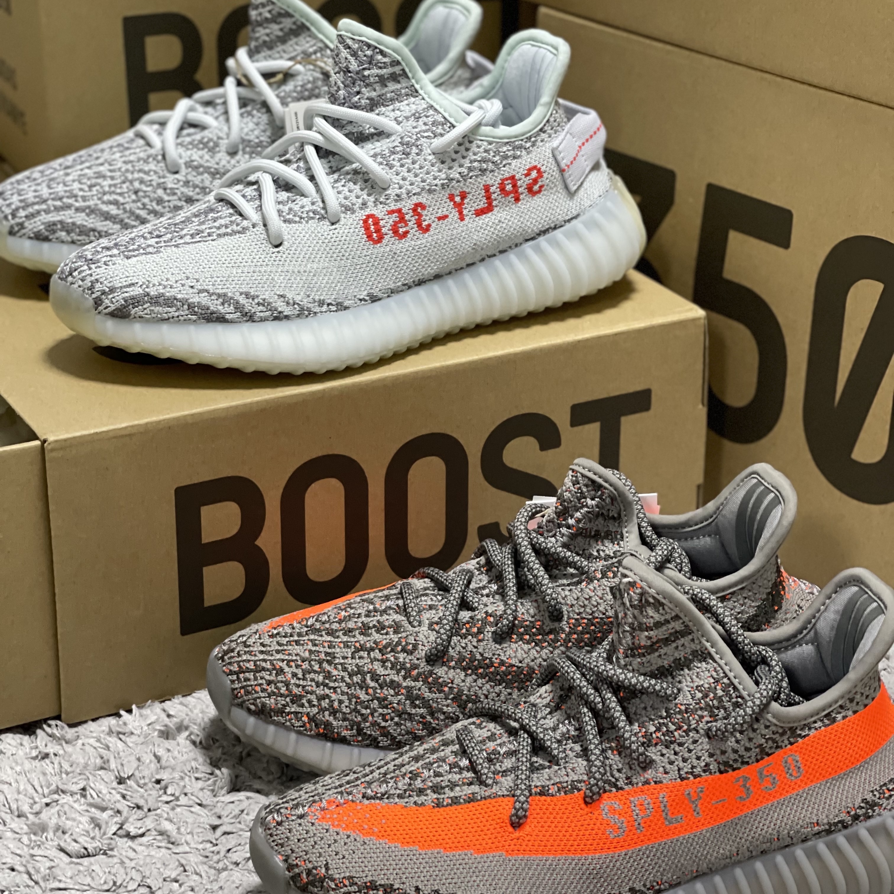 Adidas Yeezy Boost 350 V2 Blue Tint 2017, Adidas Yeezy Boost 350 V2 Beluga - Reflective 착용 스타일 - 2