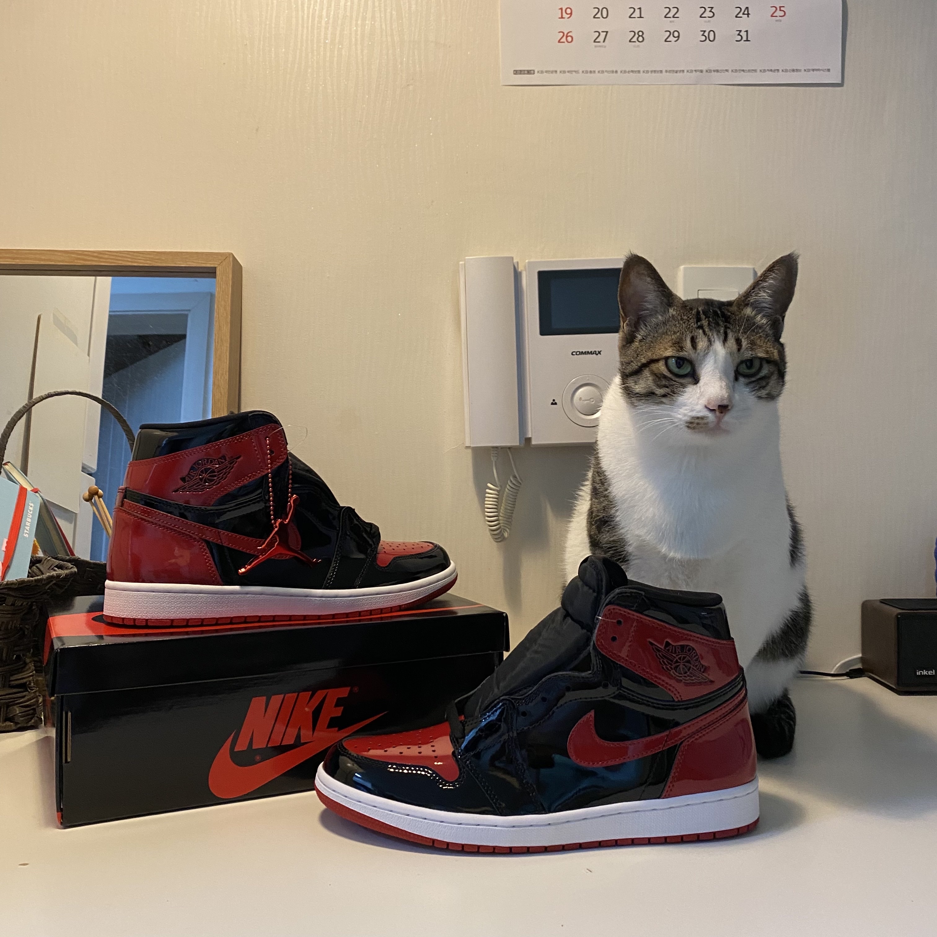 Jordan 1 Retro High OG Patent Bred 착용 스타일 - 3