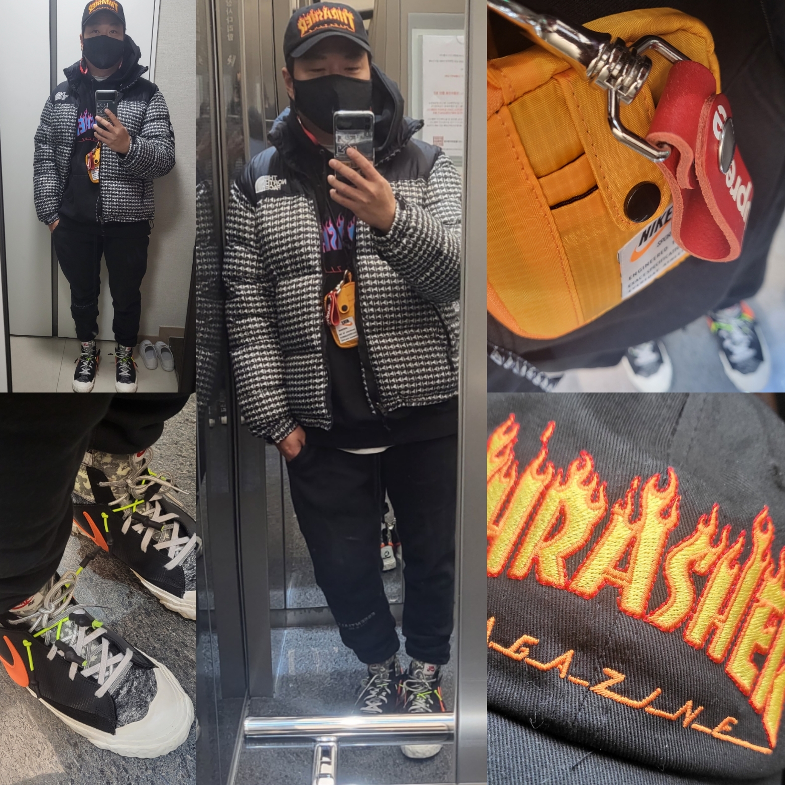 Supreme x The North Face Studded Nuptse Jacket Black - 21SS, Nike x Readymade Blazer Mid Black 착용 스타일