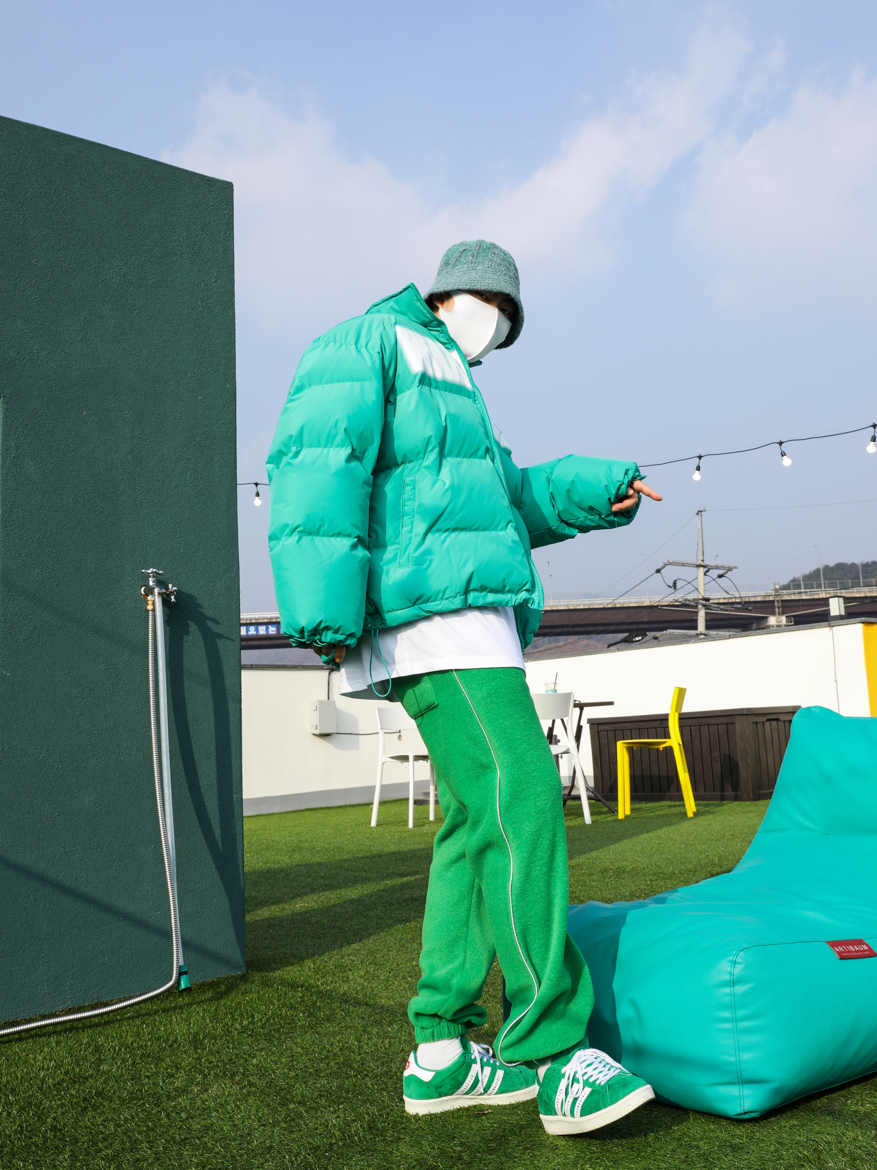 Adidas x Human Made Campus Green 착용 스타일 - 2