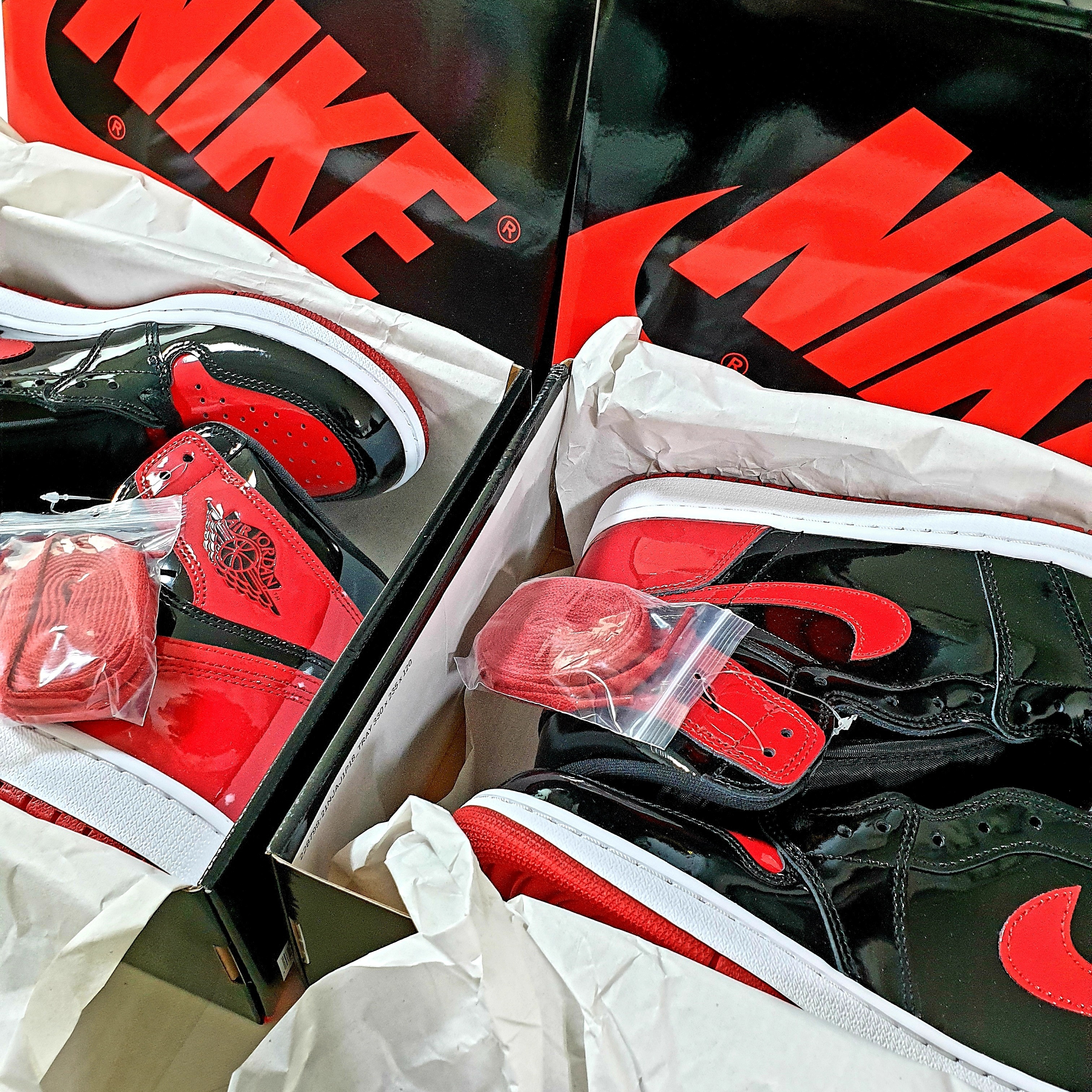 Jordan 1 Retro High OG Patent Bred 착용 스타일 - 1