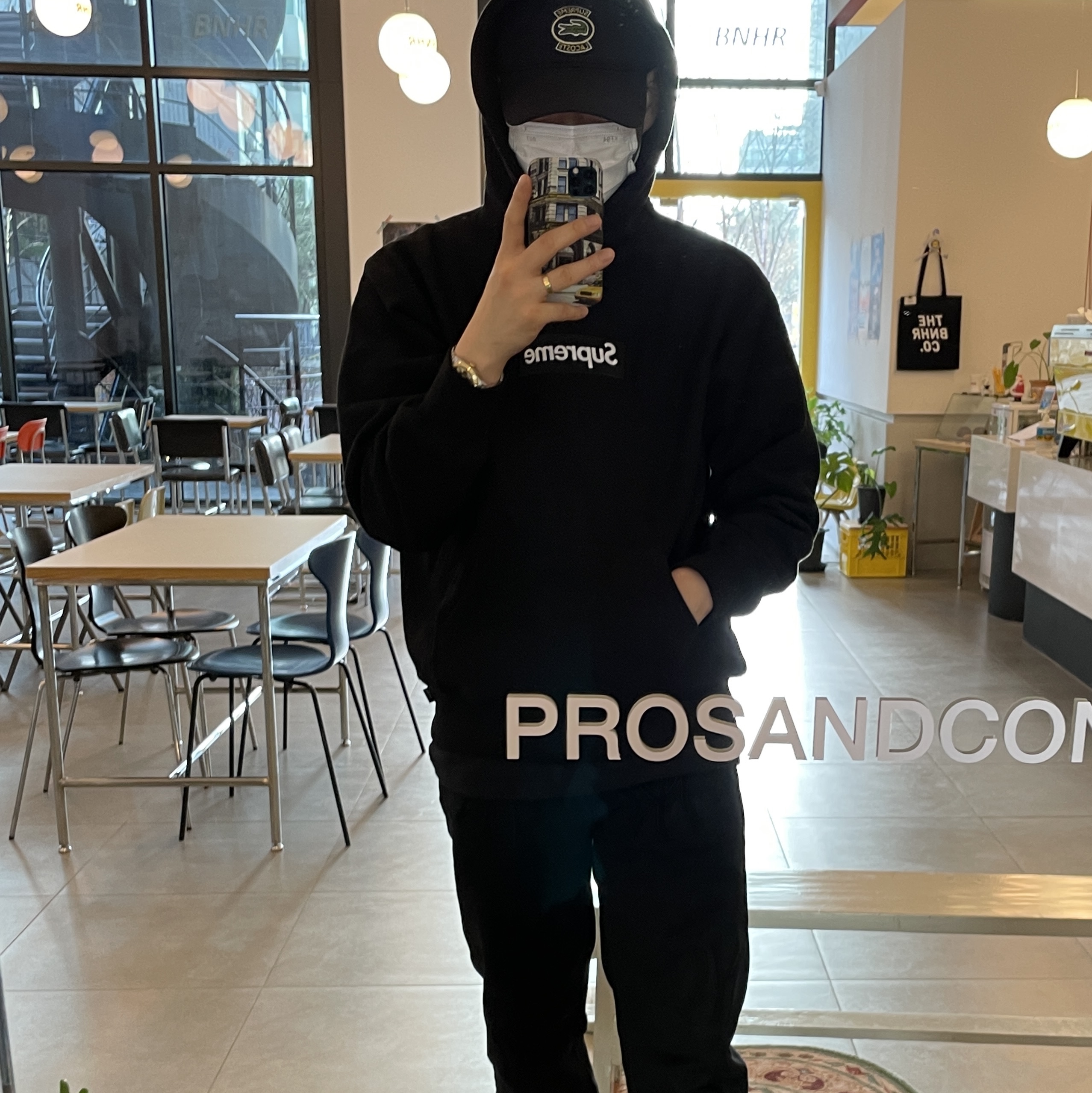 Supreme Box Logo Hooded Sweatshirt Black - 21FW 착용 스타일