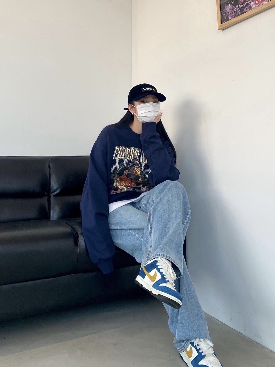 Nike x Kasina Dunk Low 80's Bus, Supreme Fine Wale Corduroy Camp Cap Black - 21SS 착용 스타일 - 1