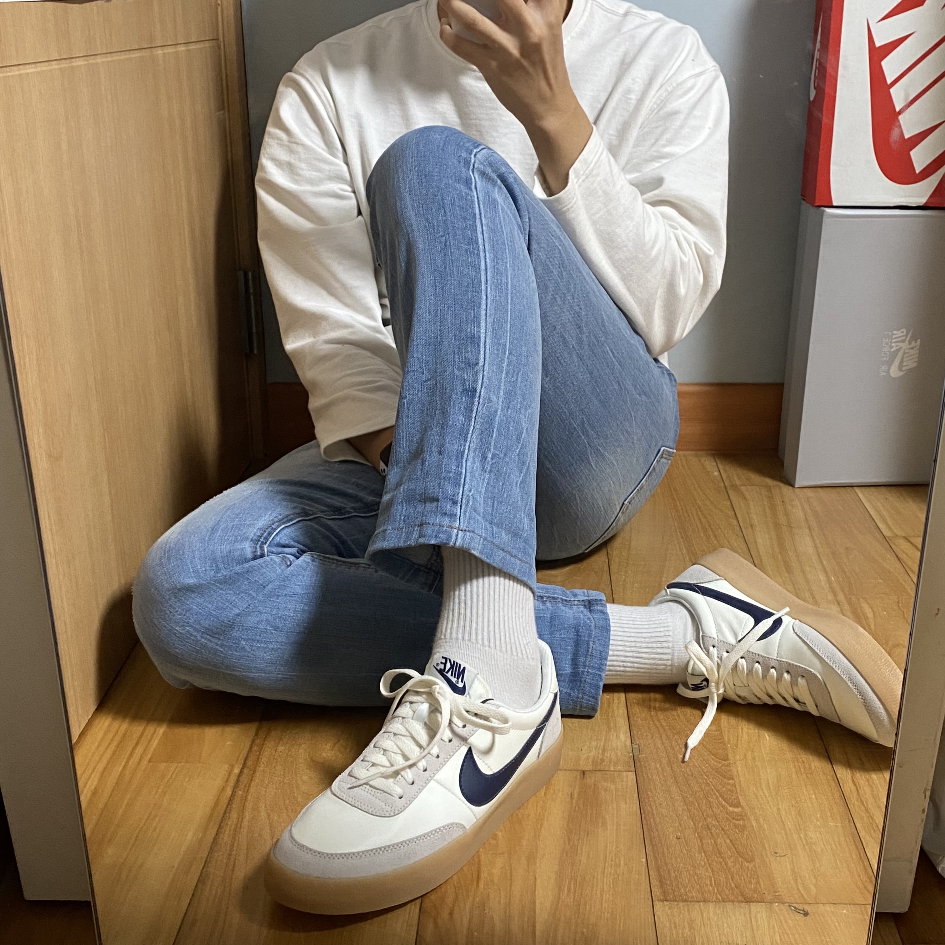Nike x J.Crew Killshot 2 Sail Midnight Navy 착용 스타일 - 1