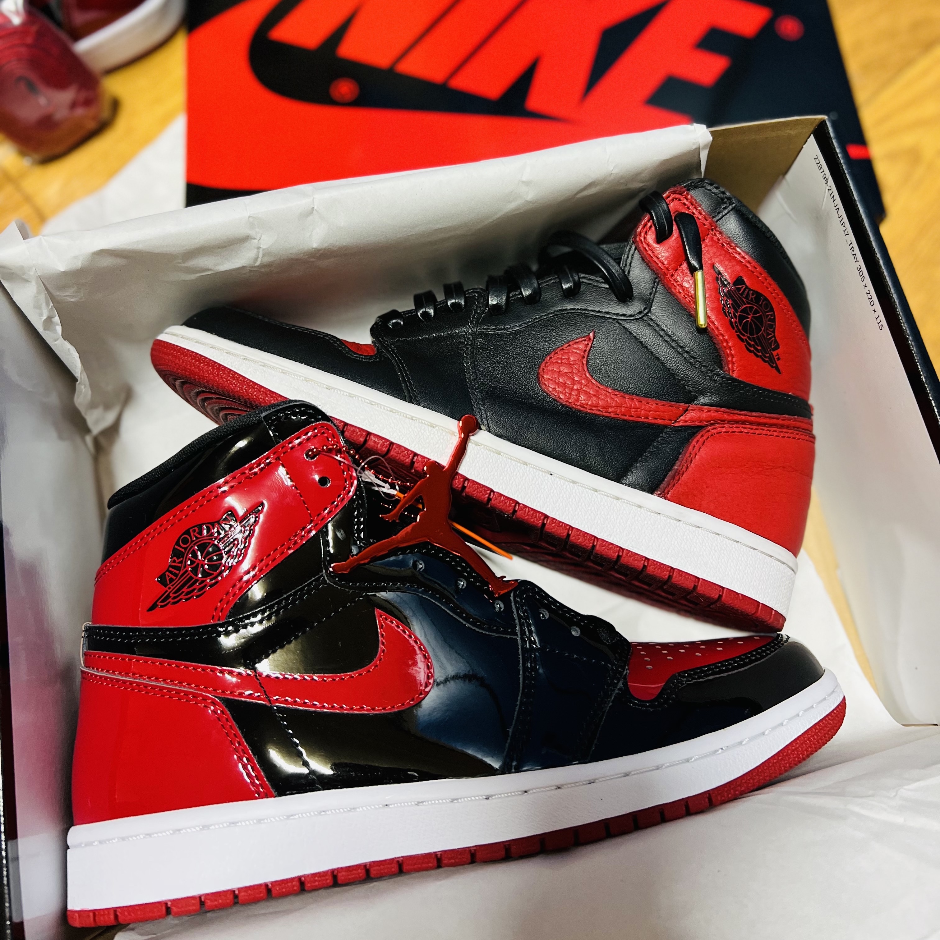 Jordan 1 Retro High OG Patent Bred, Jordan 1 Retro High OG Bred Banned 2016 착용 스타일