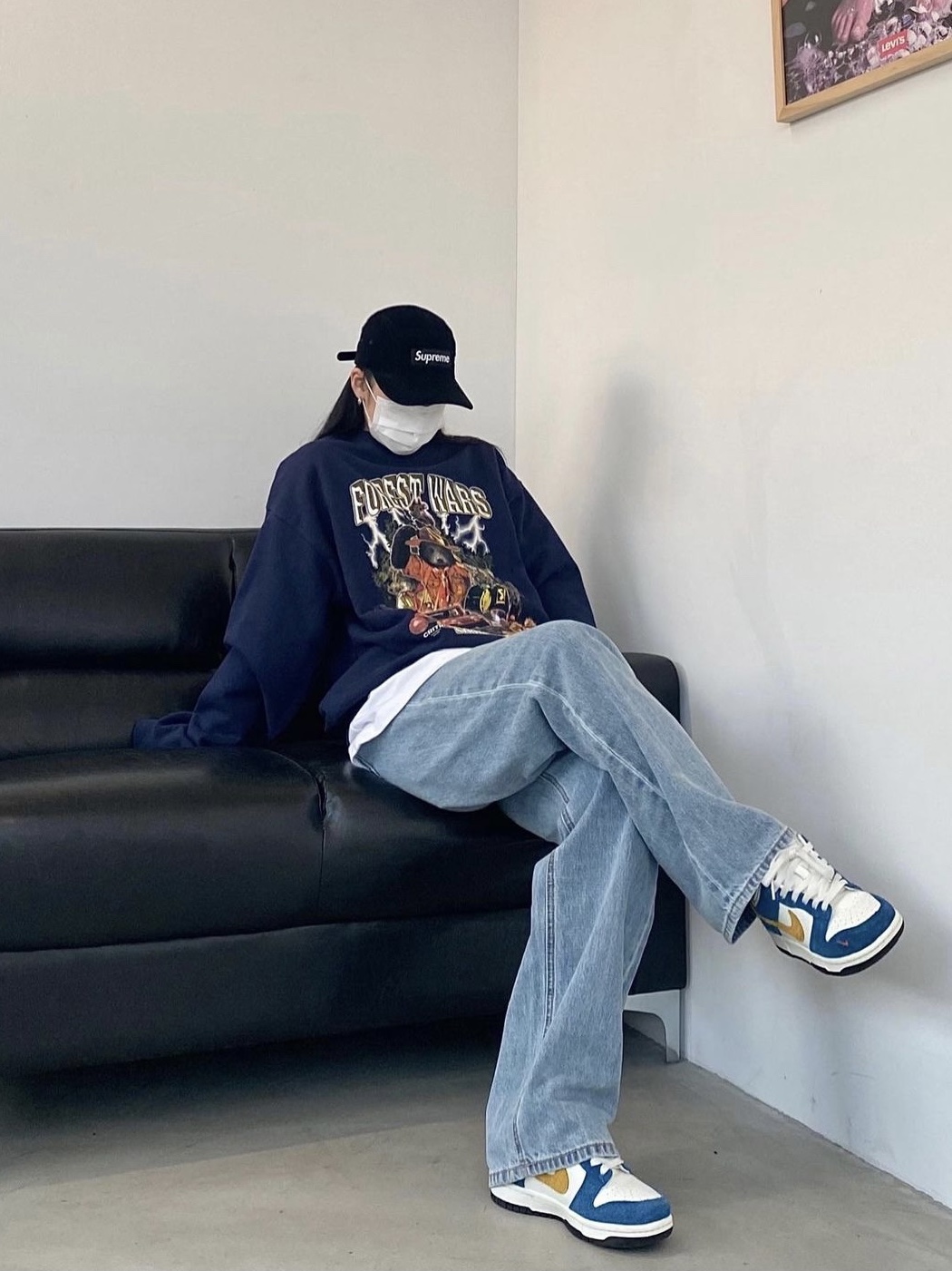 Nike x Kasina Dunk Low 80's Bus, Supreme Fine Wale Corduroy Camp Cap Black - 21SS 착용 스타일 - 2