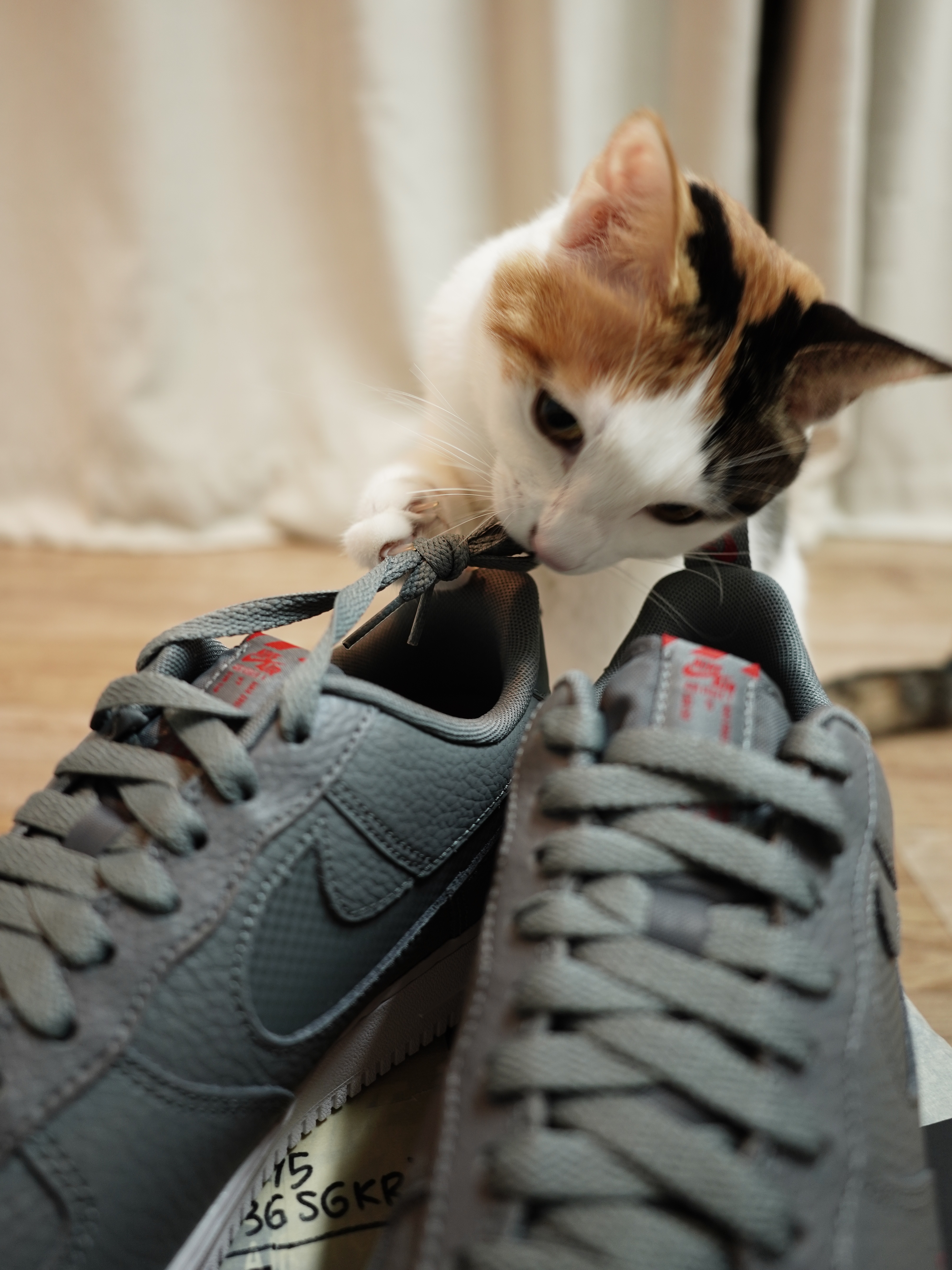 Nike Air Force 1 LV8 Reflective Swoosh Smoke Grey 착용 스타일 - 2