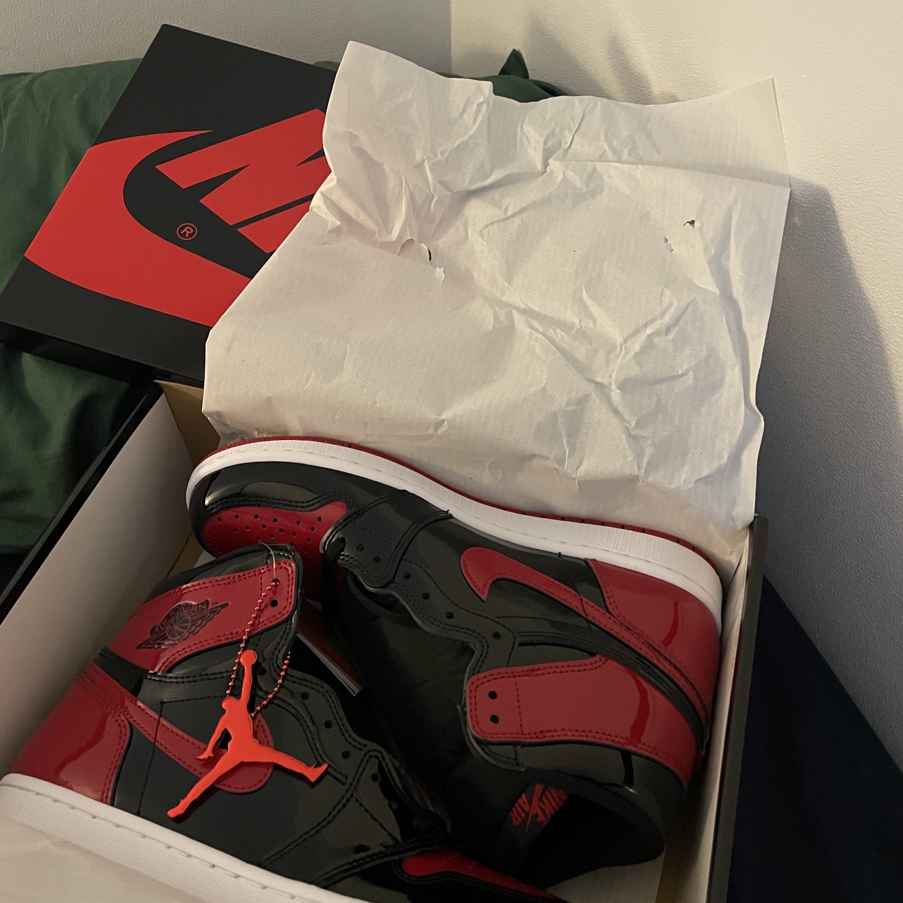 Jordan 1 Retro High OG Patent Bred, (GS) Jordan 1 Retro High OG Patent Bred 착용 스타일