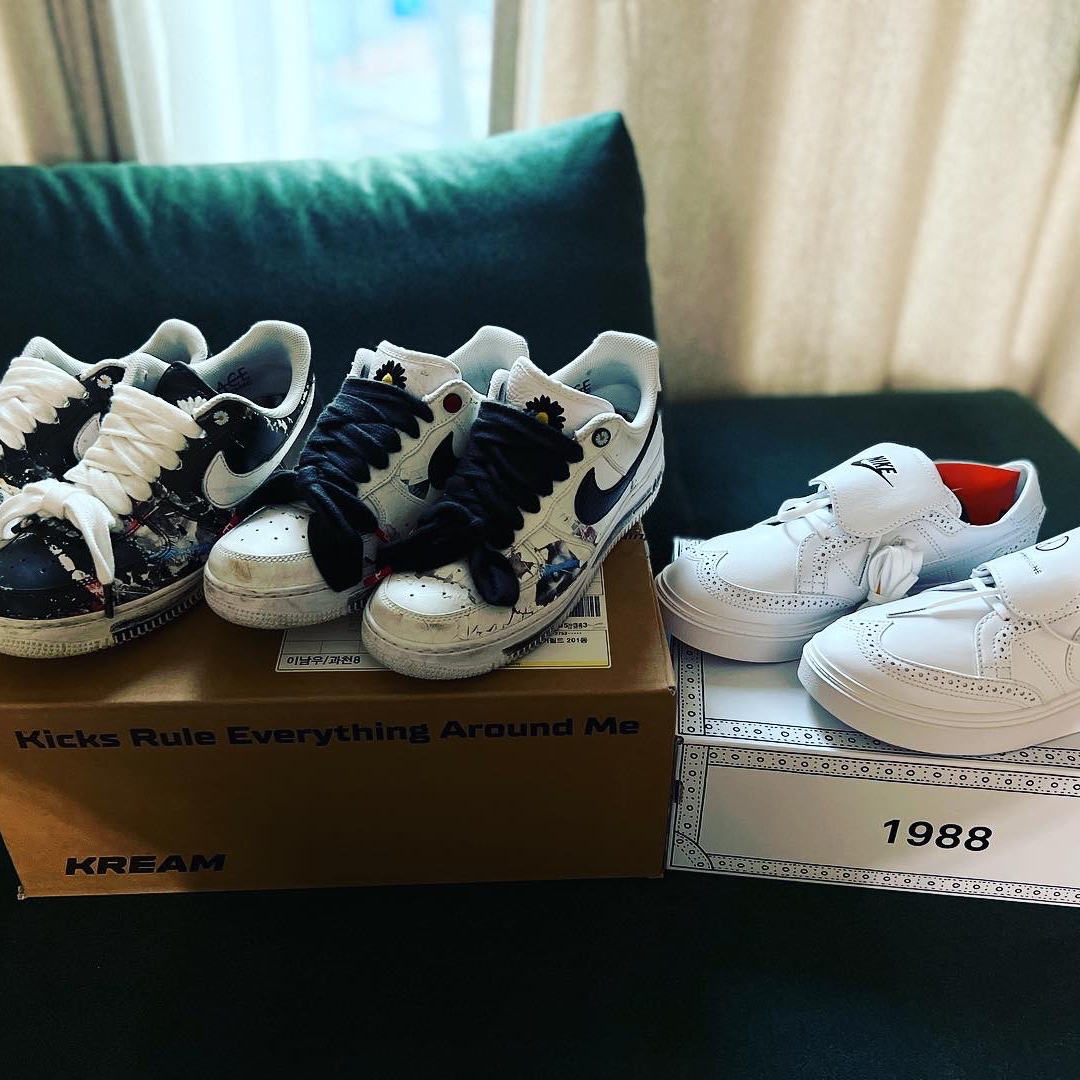 Nike x Peaceminusone Kwondo1 White, Nike x Peaceminusone Air Force 1 Low Para-Noise 착용 스타일 - 4