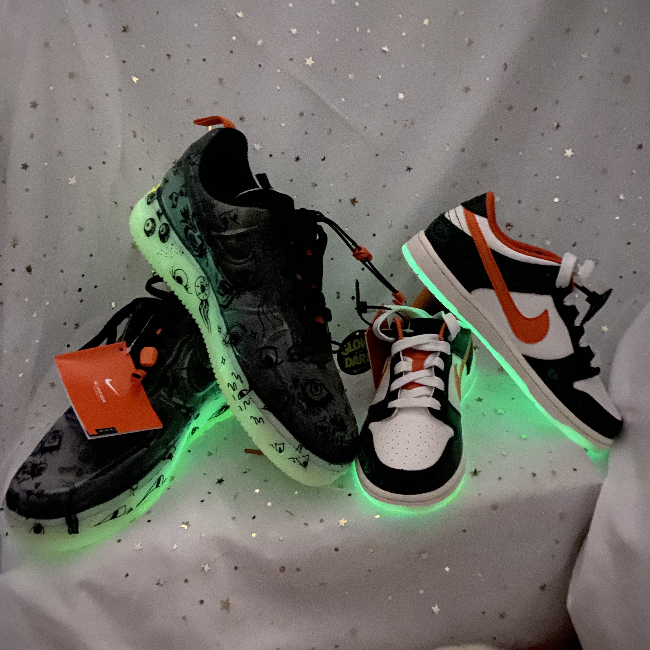 (PS) Nike Dunk Low PRM Halloween, Nike Air Force 1 Low Experimental Halloween 착용 스타일