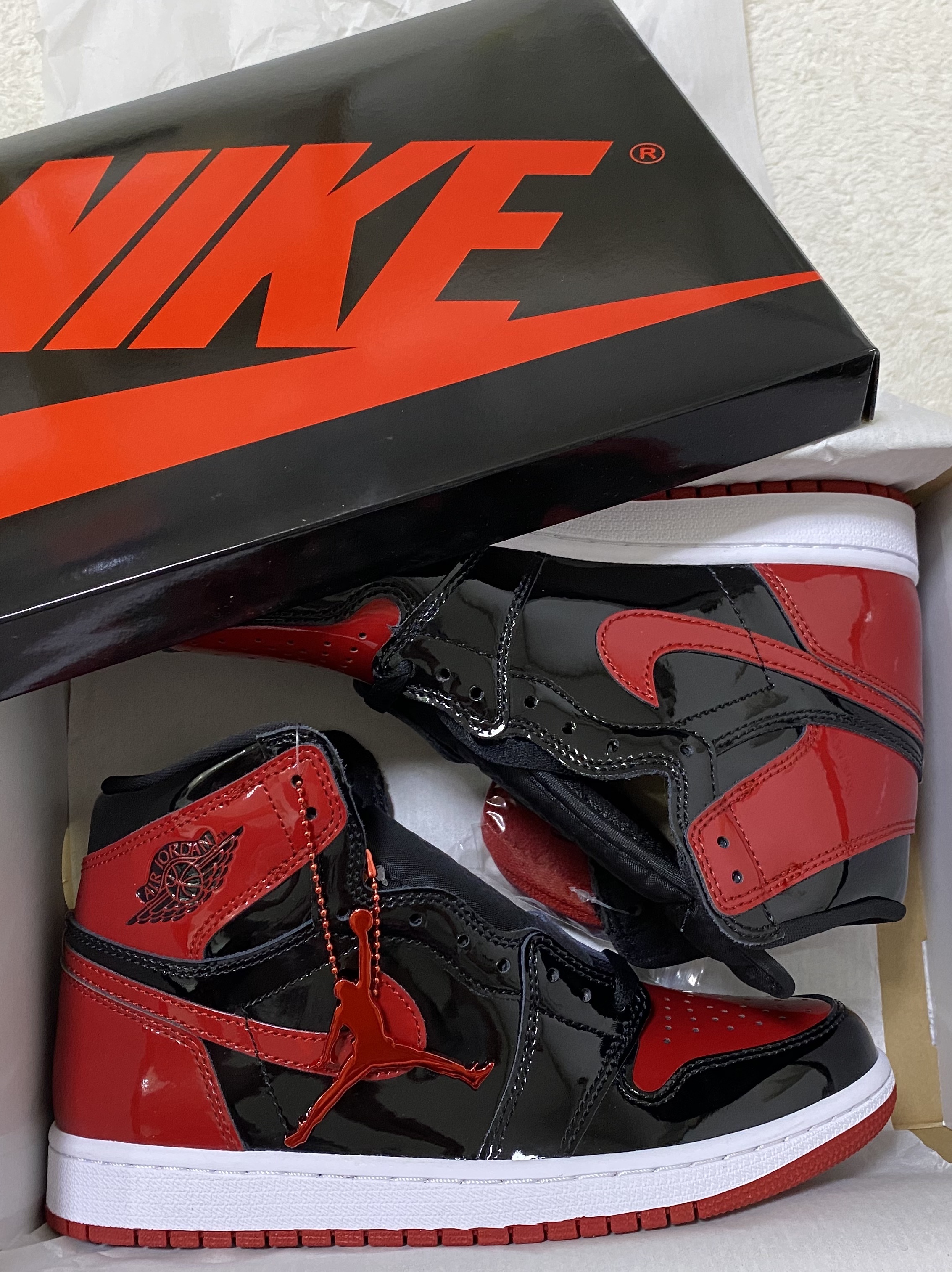 Nike x Peaceminusone Kwondo1 White, Jordan 1 Retro High OG Patent Bred 착용 스타일 - 2
