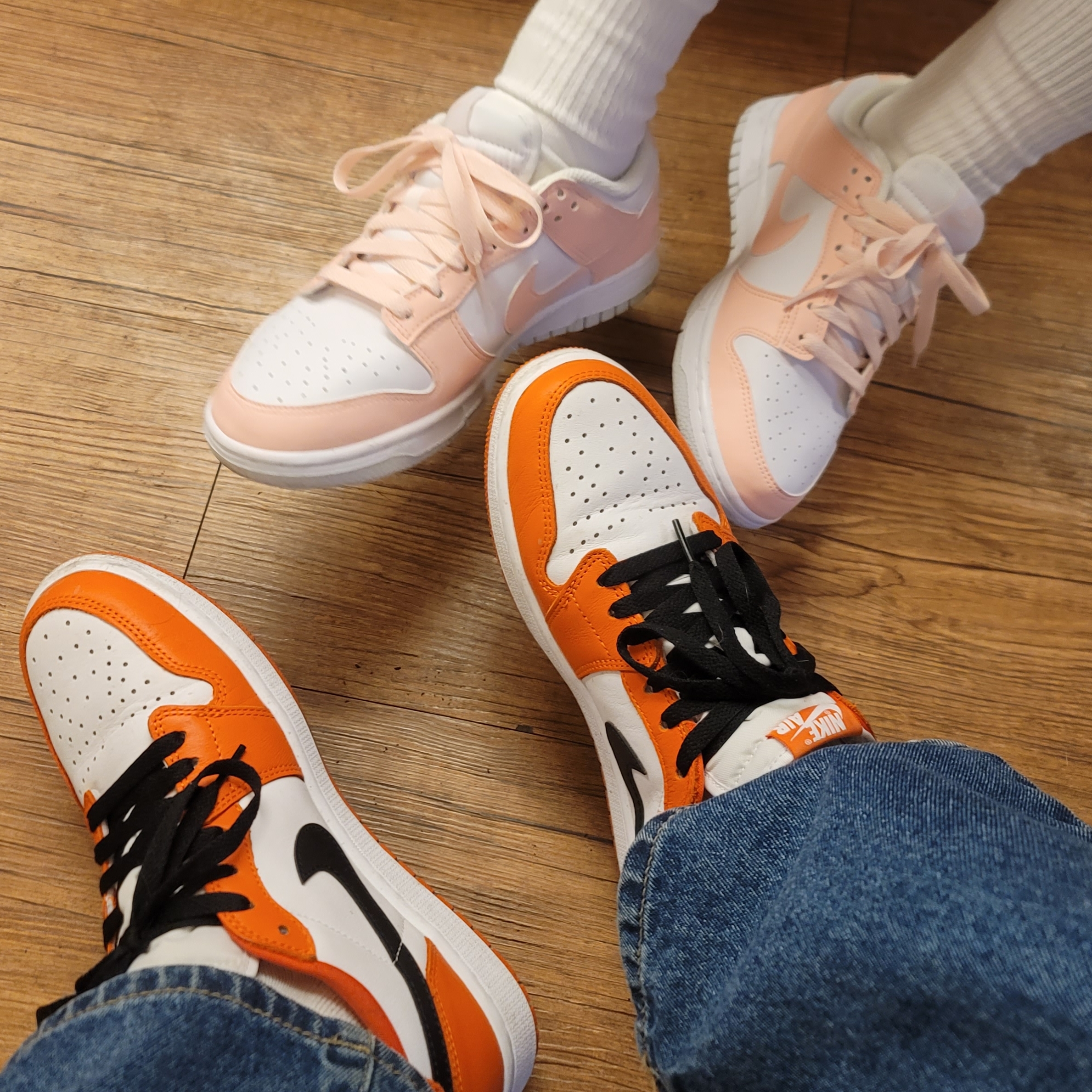 (W) Nike Dunk Low Next Nature Pale Coral, Jordan 1 Low OG Starfish 착용 스타일