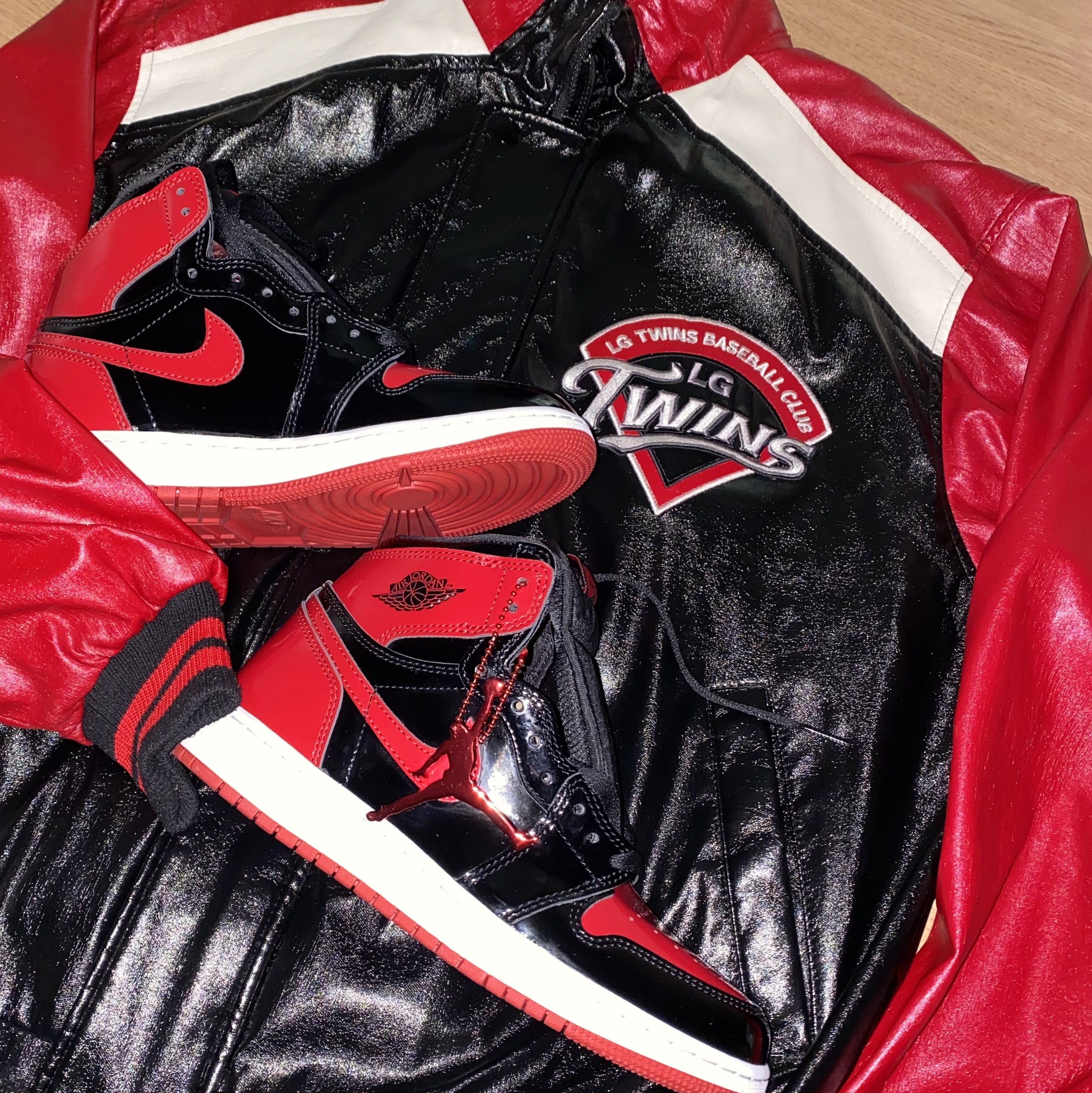 (GS) Jordan 1 Retro High OG Patent Bred, Jordan 1 Retro High OG Patent Bred 착용 스타일 - 1