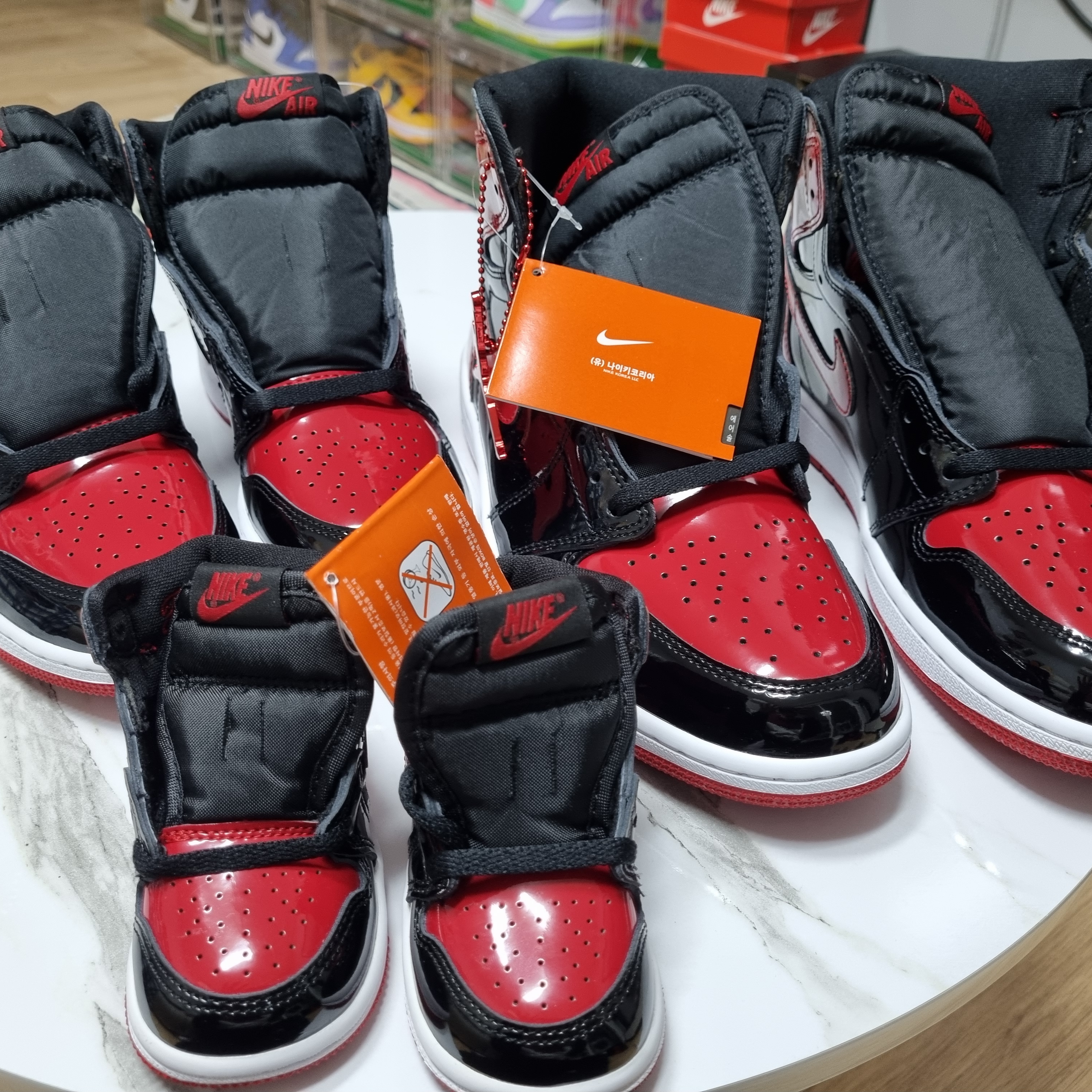 Jordan 1 Retro High OG Patent Bred, (GS) Jordan 1 Retro High OG Patent Bred 착용 스타일 - 2