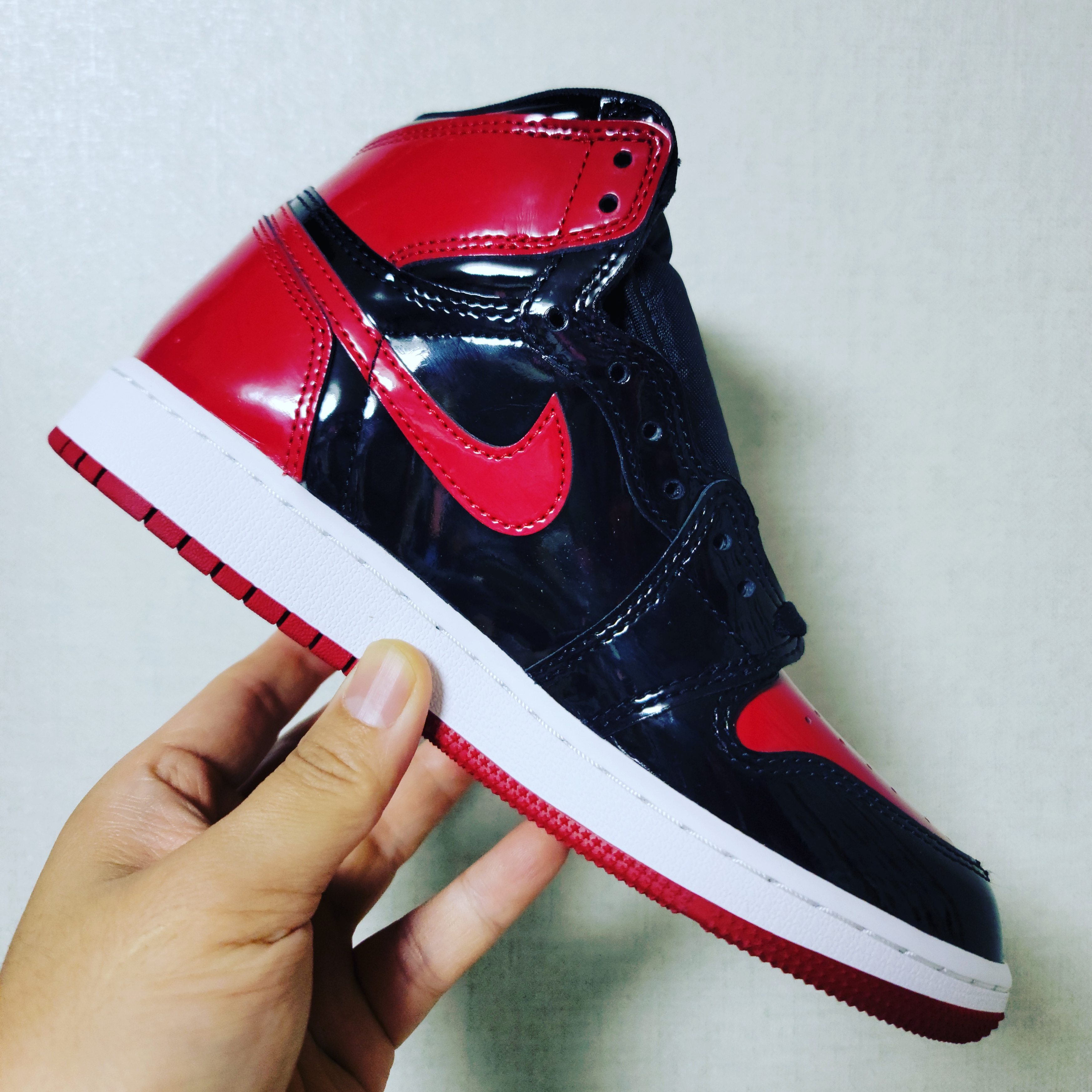 (GS) Jordan 1 Retro High OG Patent Bred 착용 스타일