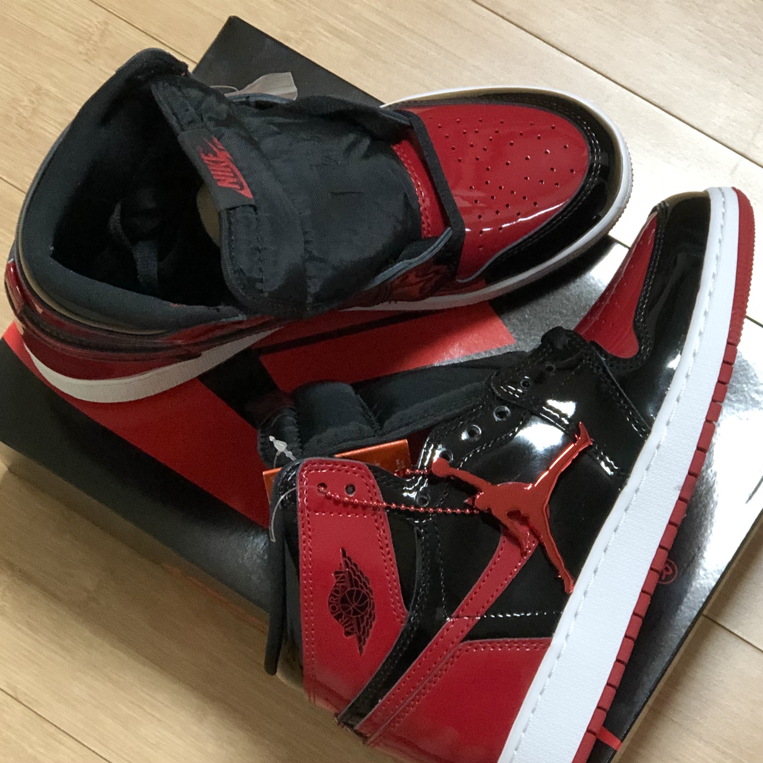 (GS) Jordan 1 Retro High OG Patent Bred 착용 스타일 - 2