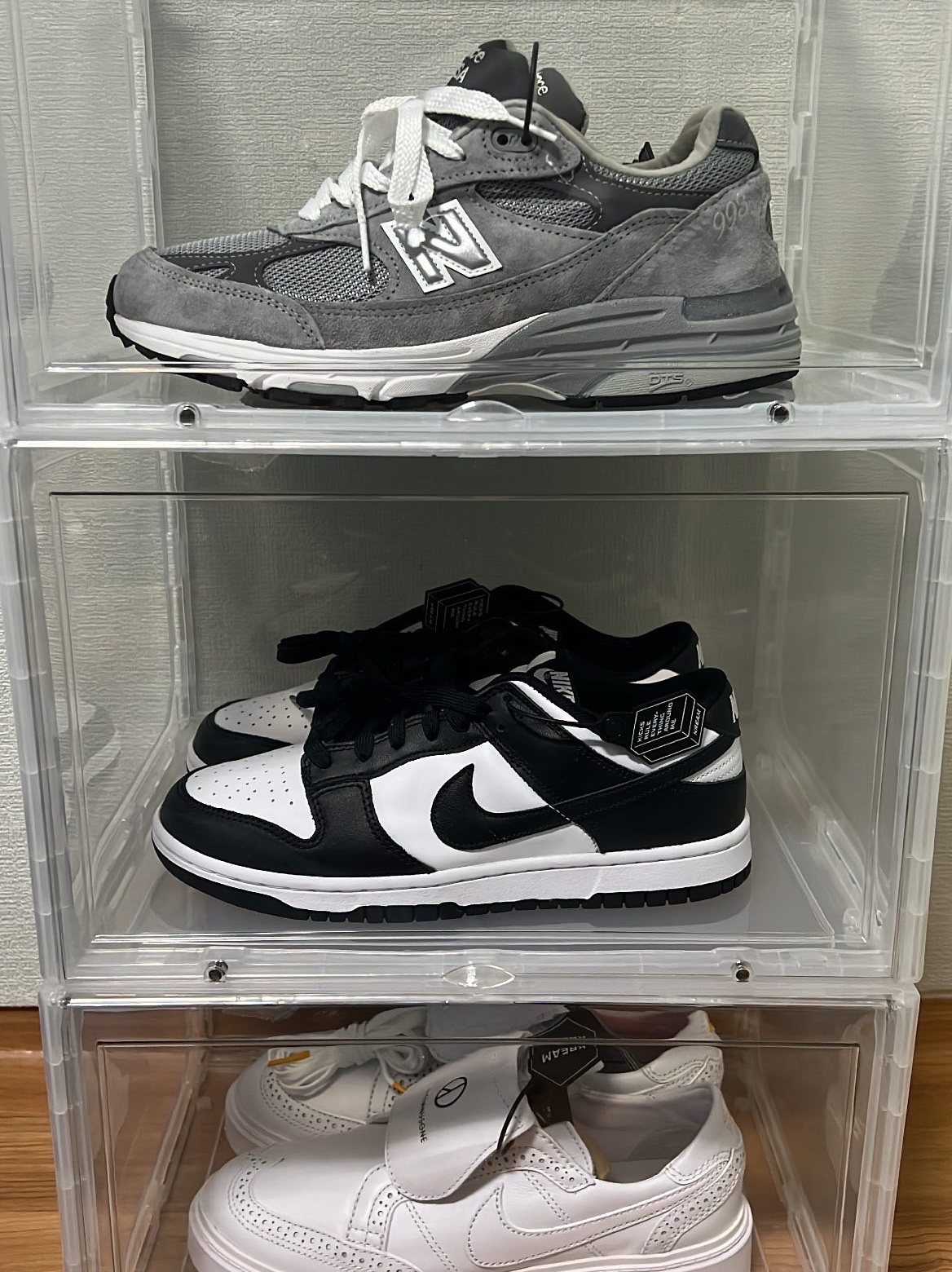 New Balance 992 Made in USA Grey - D Standard, Nike Dunk Low Retro Black 착용 스타일