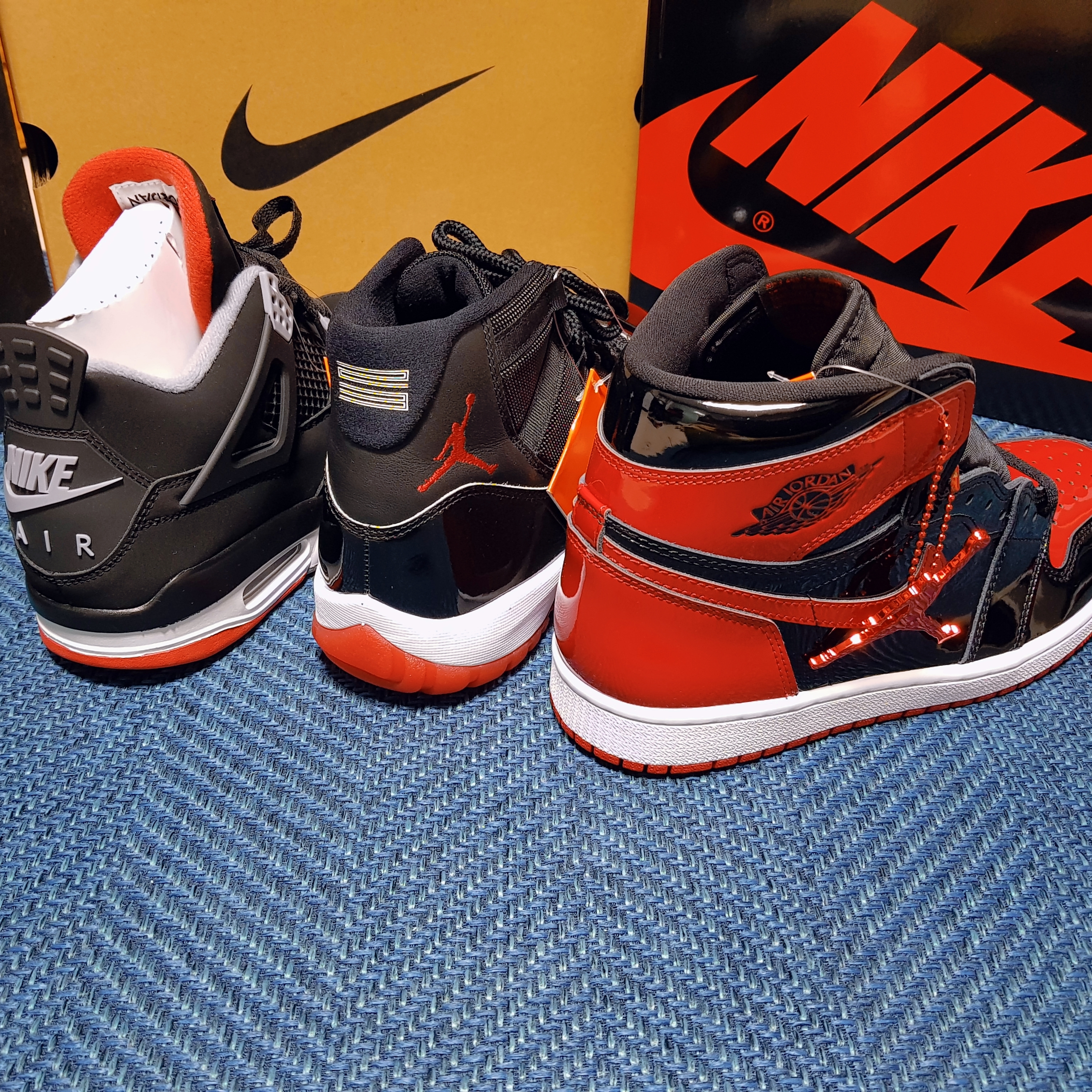 Jordan 1 Retro High OG Patent Bred, Jordan 11 Retro Bred 2019 착용 스타일
