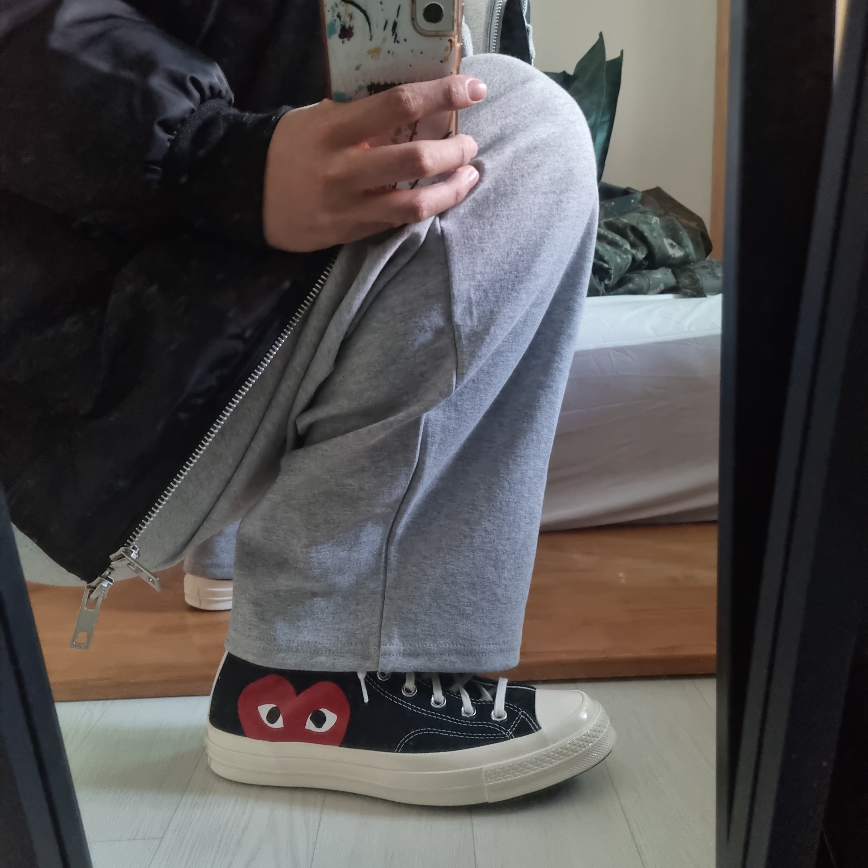 Converse x Play Comme des Garcons Chuck 70 Hi Black 착용 스타일