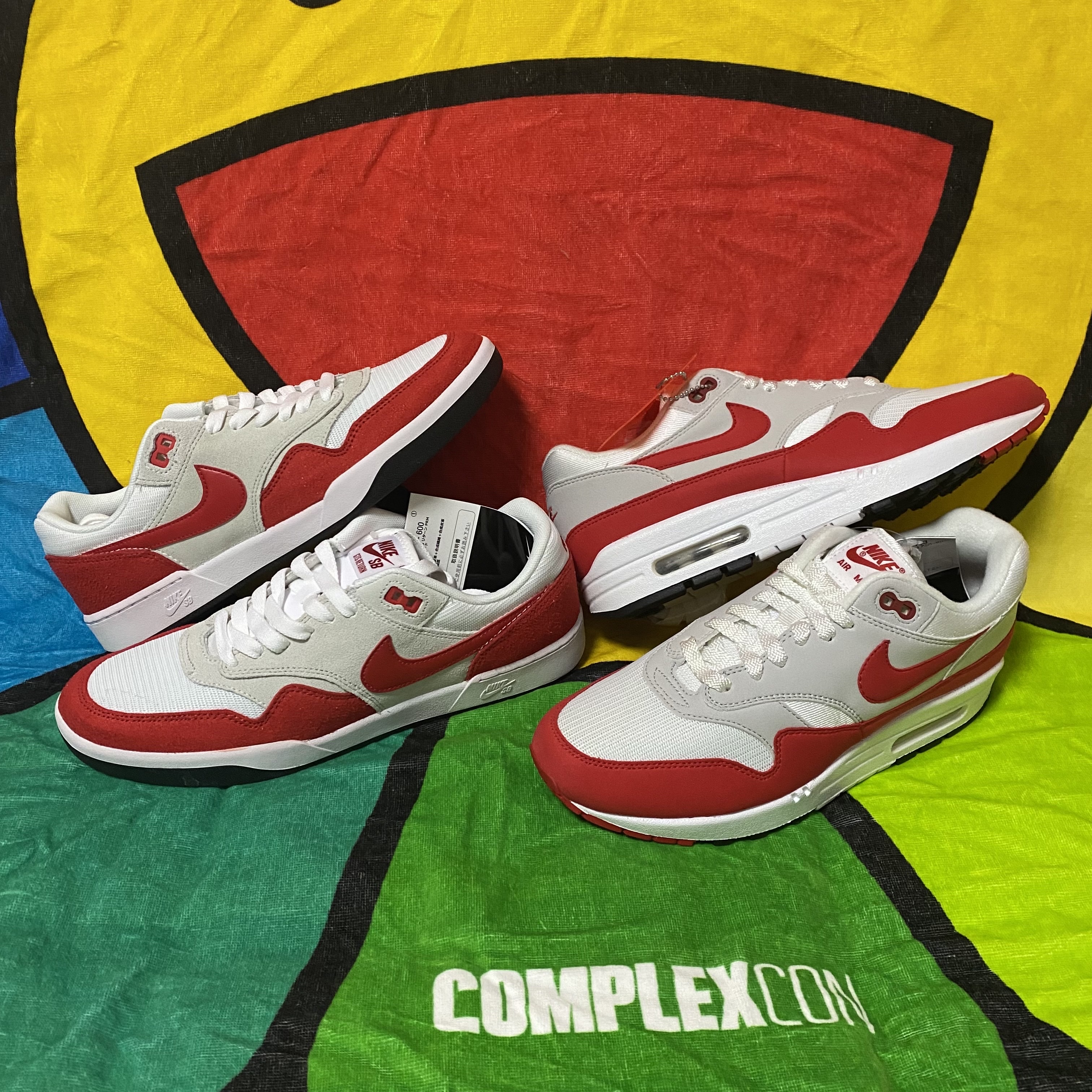 Nike Air Max 1 Anniversary Red (2017/2018 Restock Pair), Nike SB GTS Return Sport Red 착용 스타일