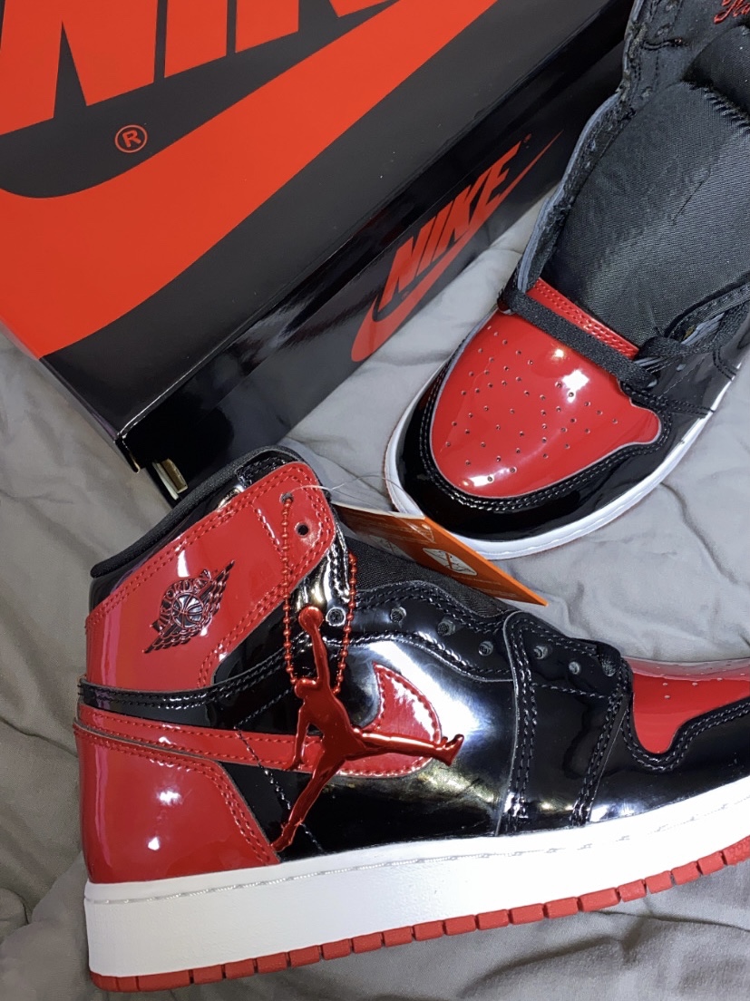 (GS) Jordan 1 Retro High OG Patent Bred 착용 스타일 - 2