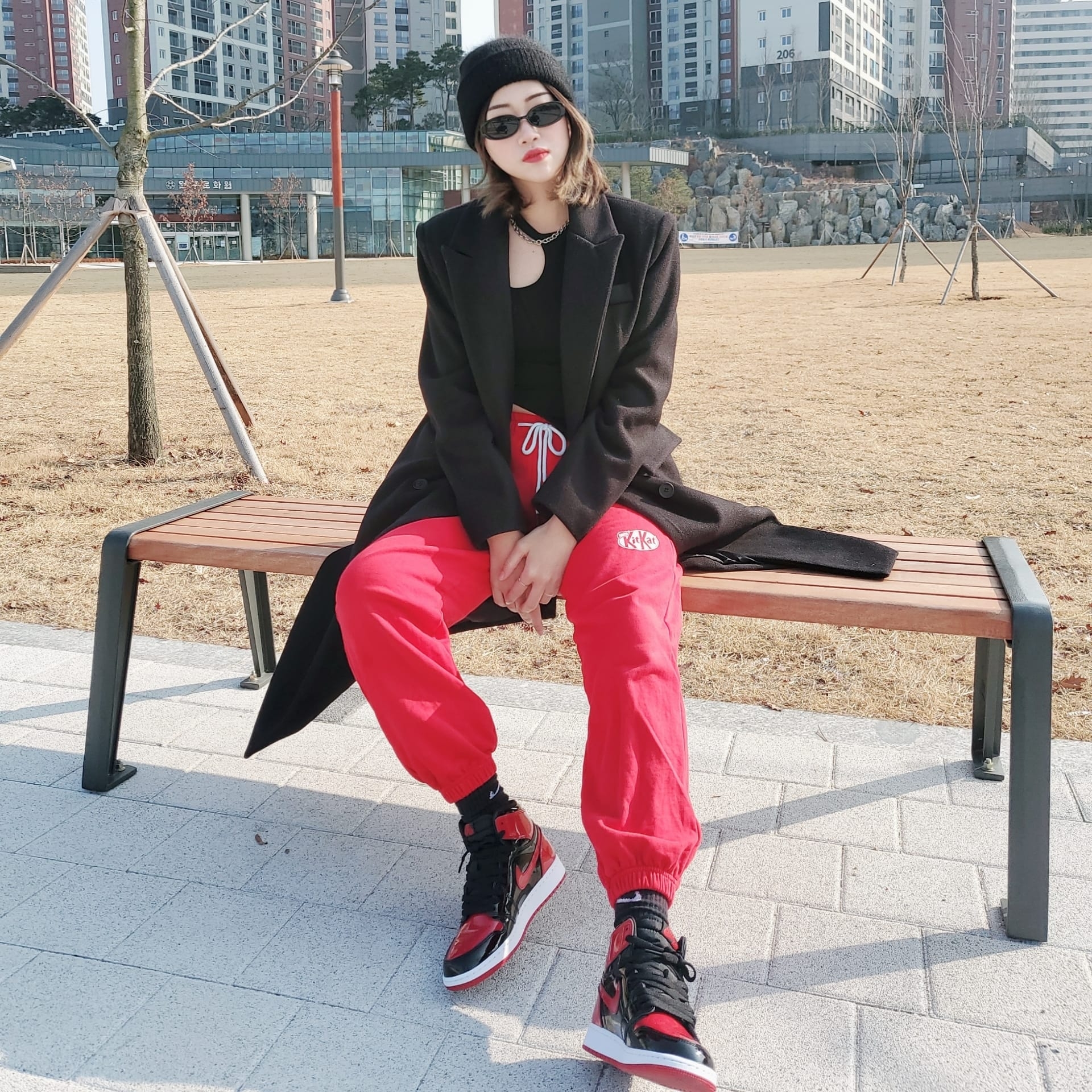 (GS) Jordan 1 Retro High OG Patent Bred, Jordan 1 Retro High OG Patent Bred 착용 스타일