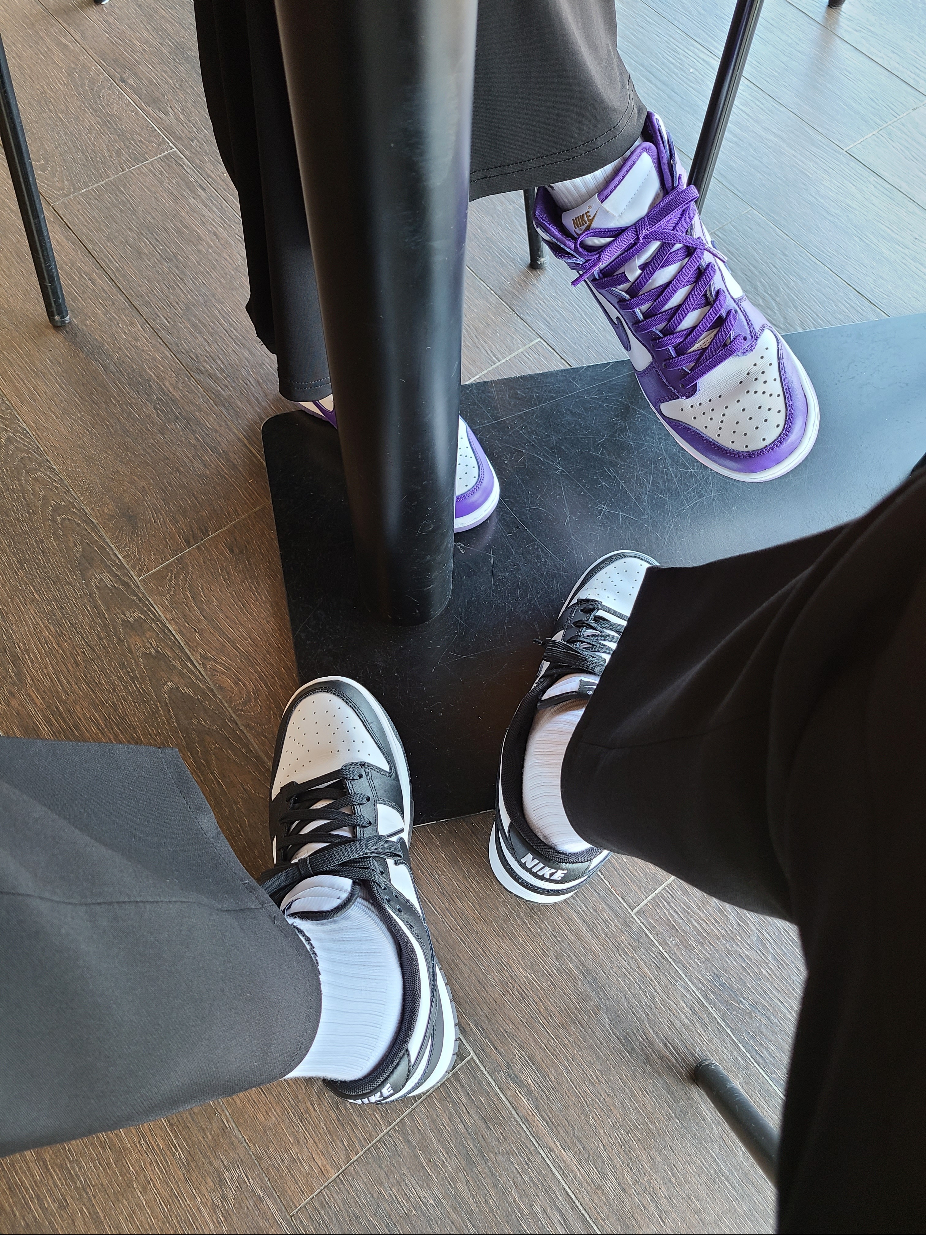 Nike Dunk Low Retro Black, (W) Nike Dunk High SP Varsity Purple 착용 스타일 - 1