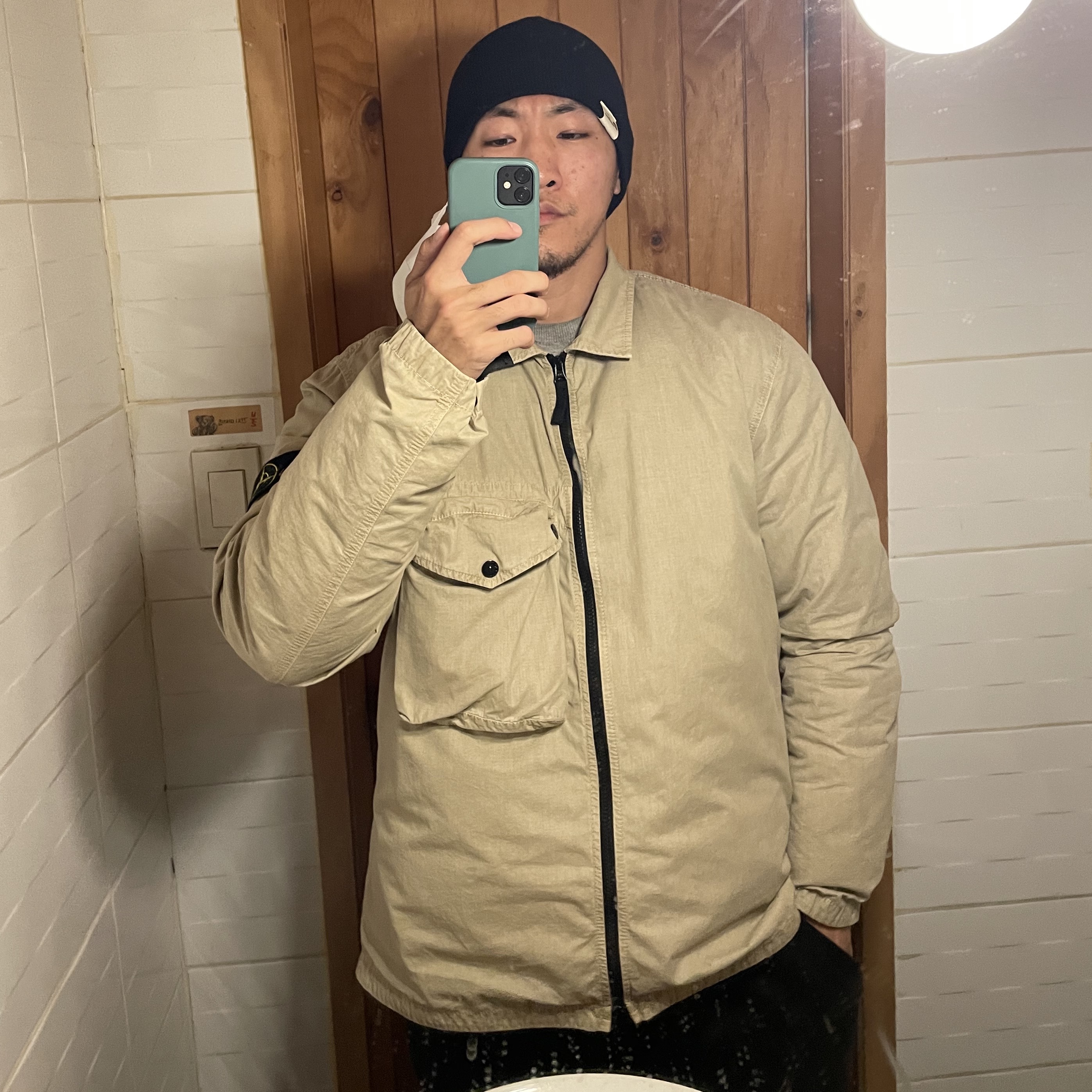 Stone Island 117WN T.CO+OLD Overshirt Sand - 21SS 착용 스타일