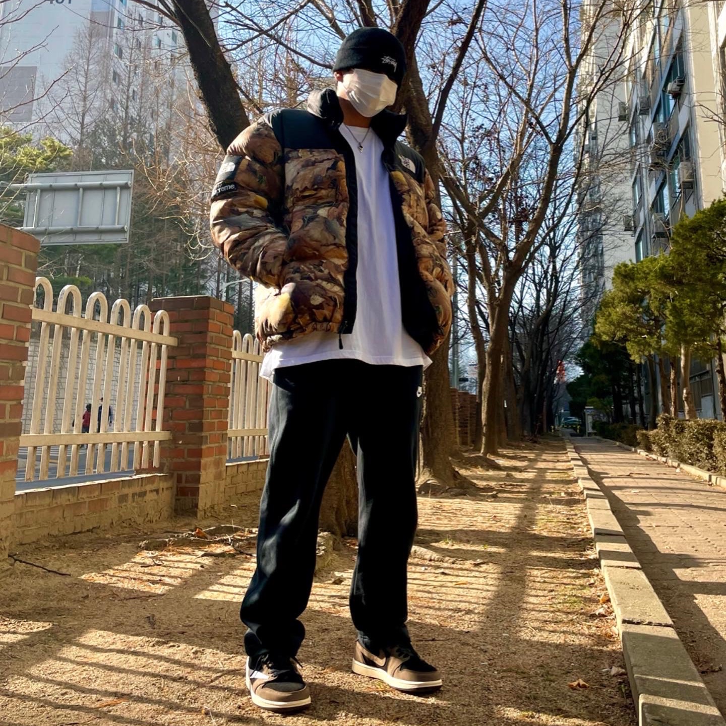 Supreme x The North Face Nuptse Leaves - 16FW, Jordan 1 x Travis Scott Retro Low OG SP Mocha 착용 스타일 - 2