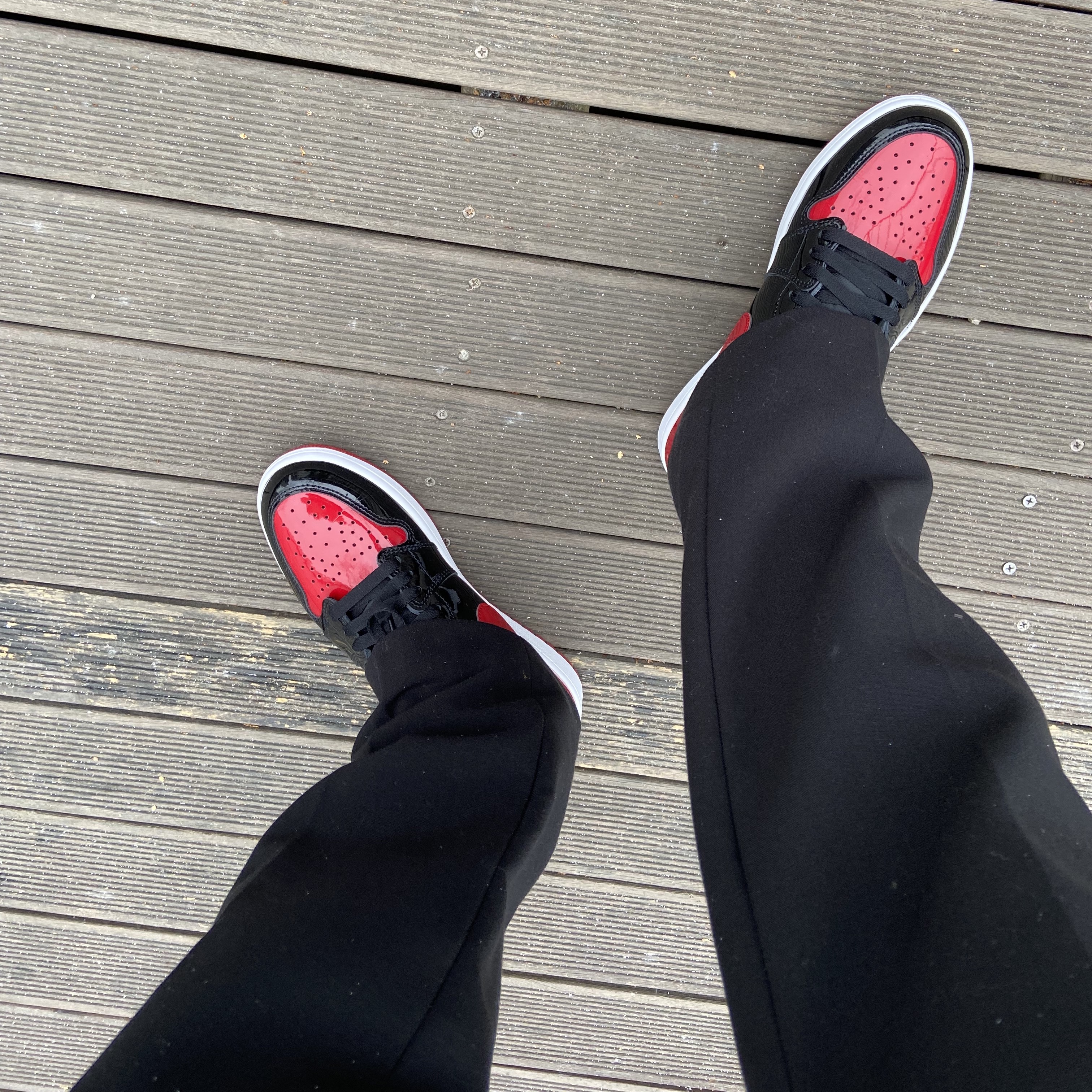 Jordan 1 Retro High OG Patent Bred 착용 스타일