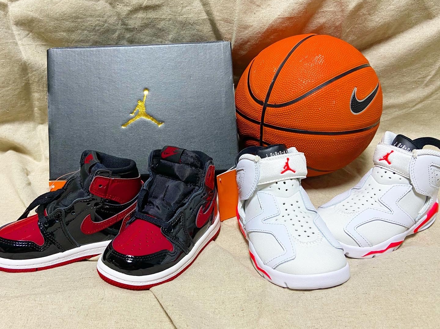 (TD) Jordan 1 Retro High OG Patent Bred, (TD) Jordan 6 Retro Little Flex White Infrared 23 착용 스타일 - 2