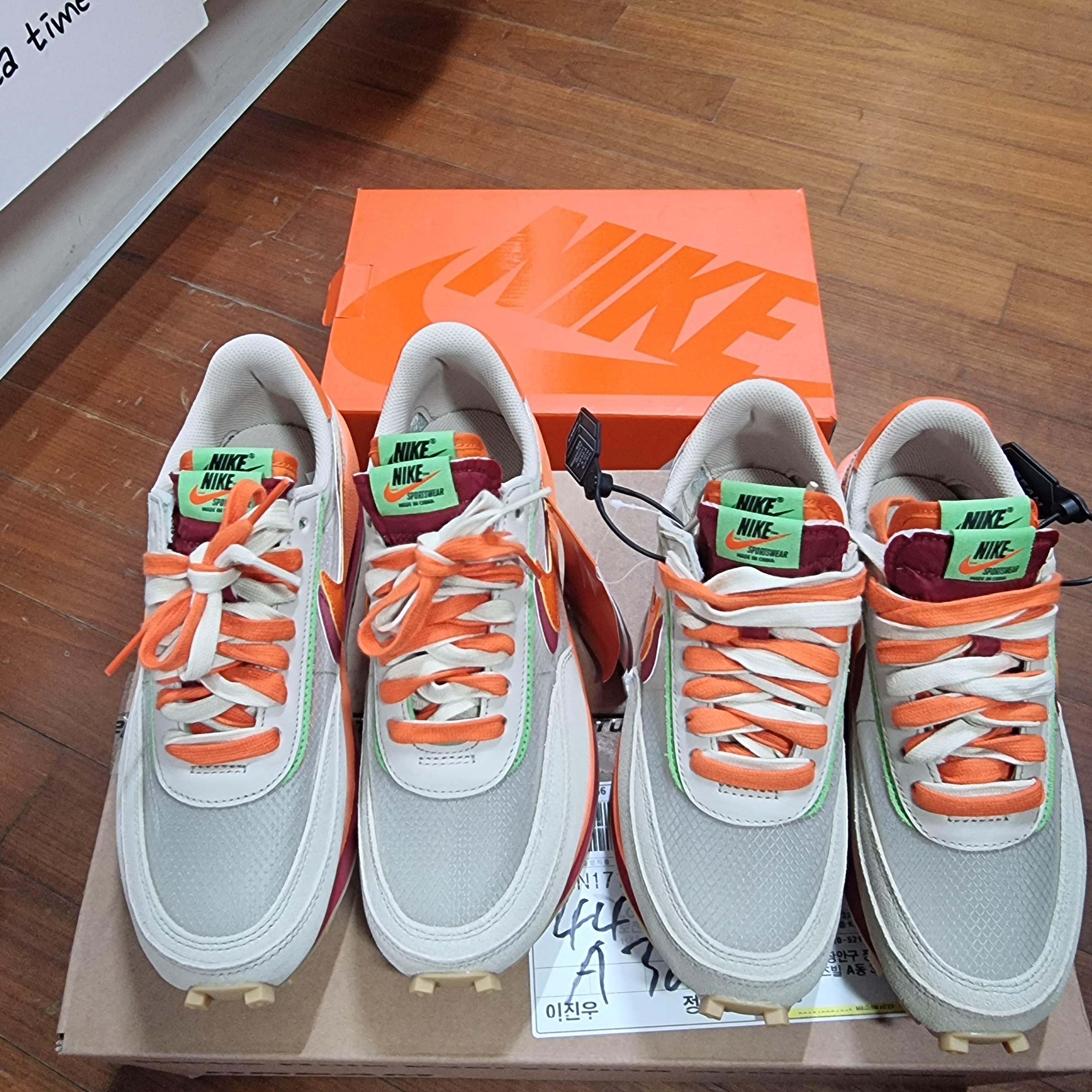 Nike x Sacai x Clot LDWaffle Orange Blaze 착용 스타일 - 2
