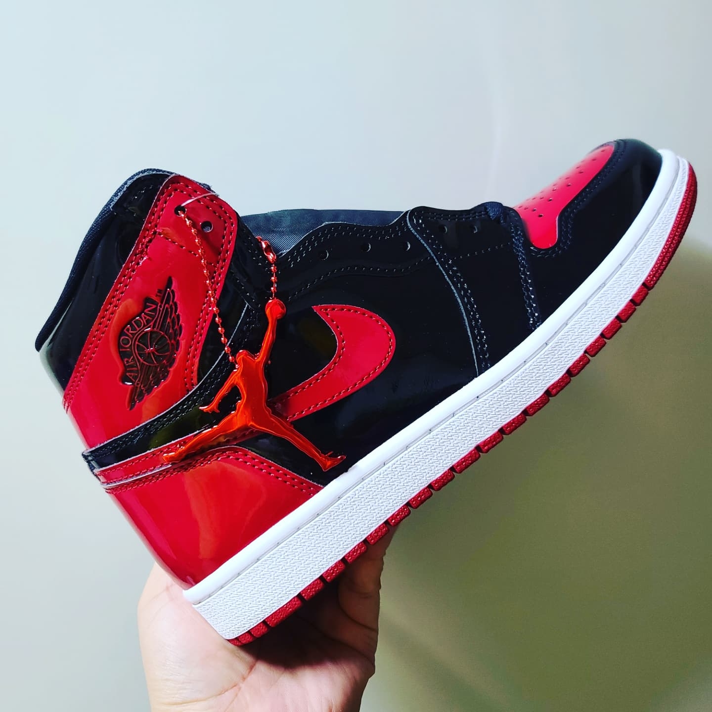 Jordan 1 Retro High OG Patent Bred, (GS) Jordan 1 Retro High OG Patent Bred 착용 스타일 - 1